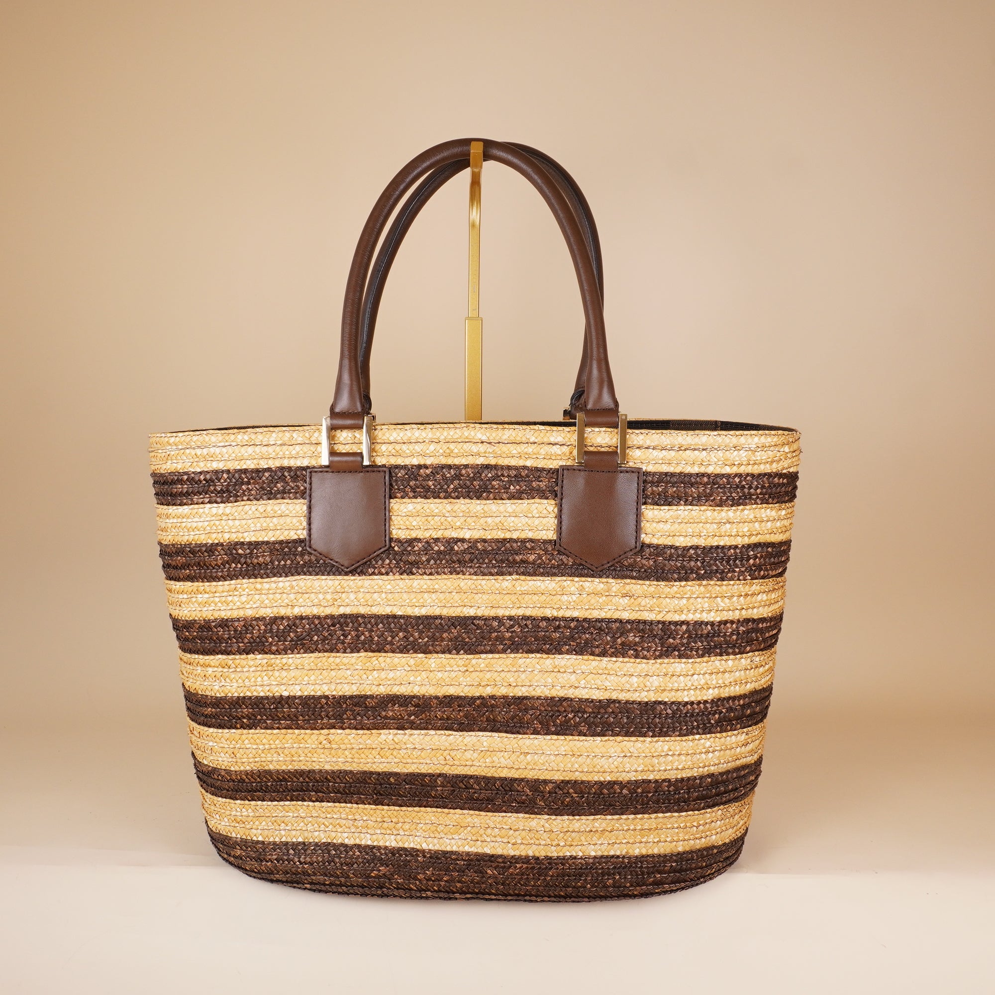 PRE-OWNED FF Beach Raffia Straw Coloured Brown Tote