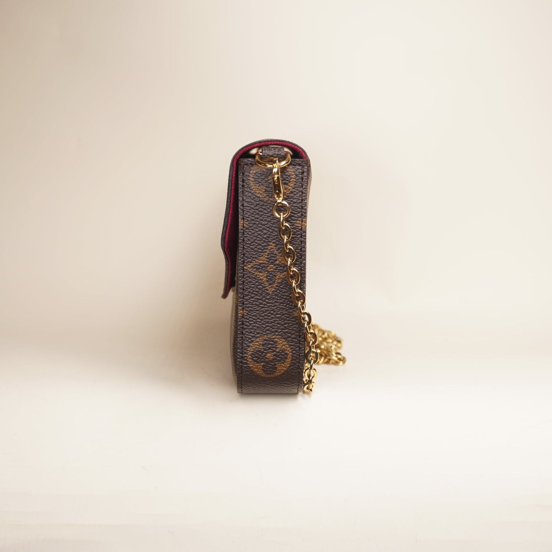 PRE-OWNED Monogram Pochette Felicie Chain Wallet Fuchsia