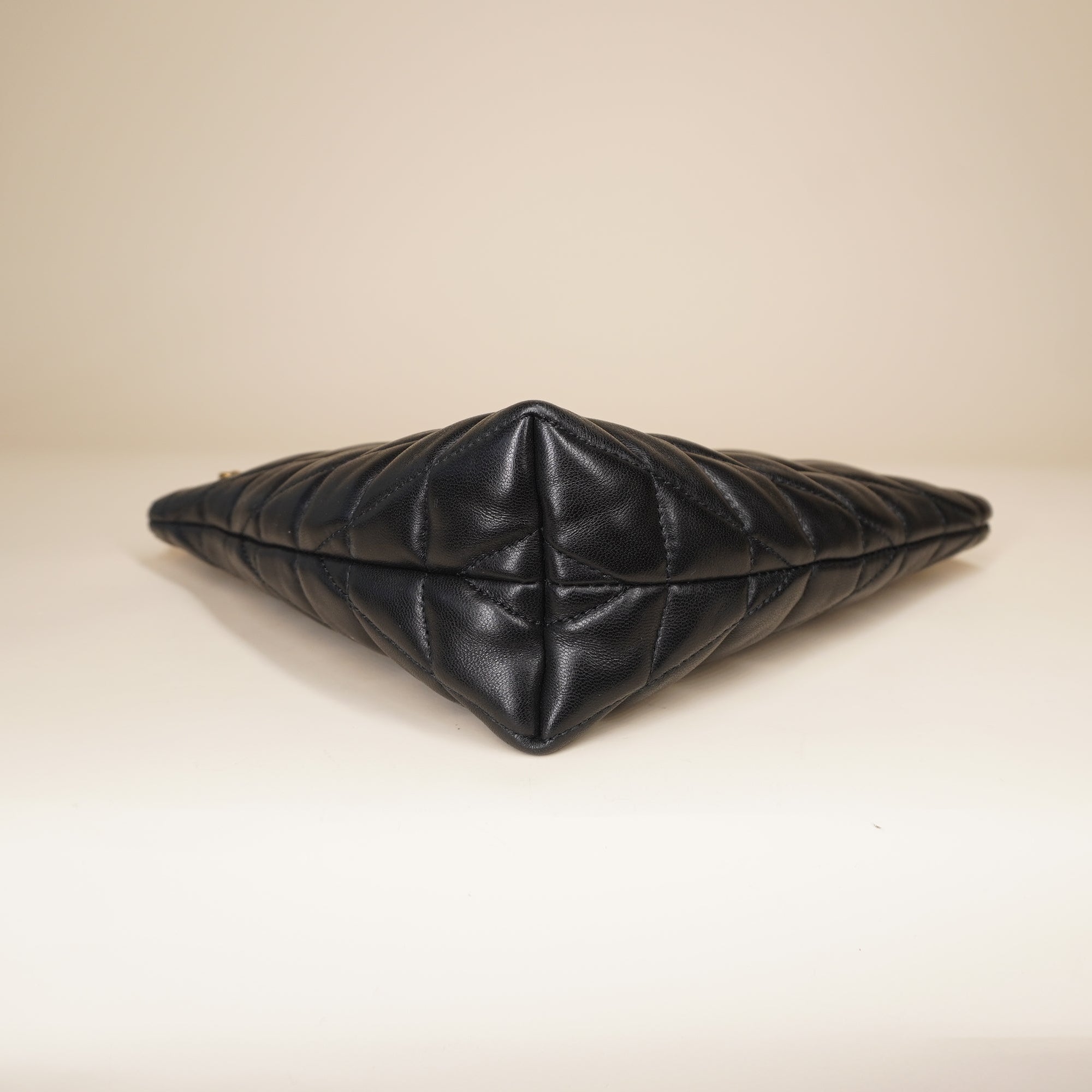 PRE-OWNED Black Sade Quilted Lambskin Pouch