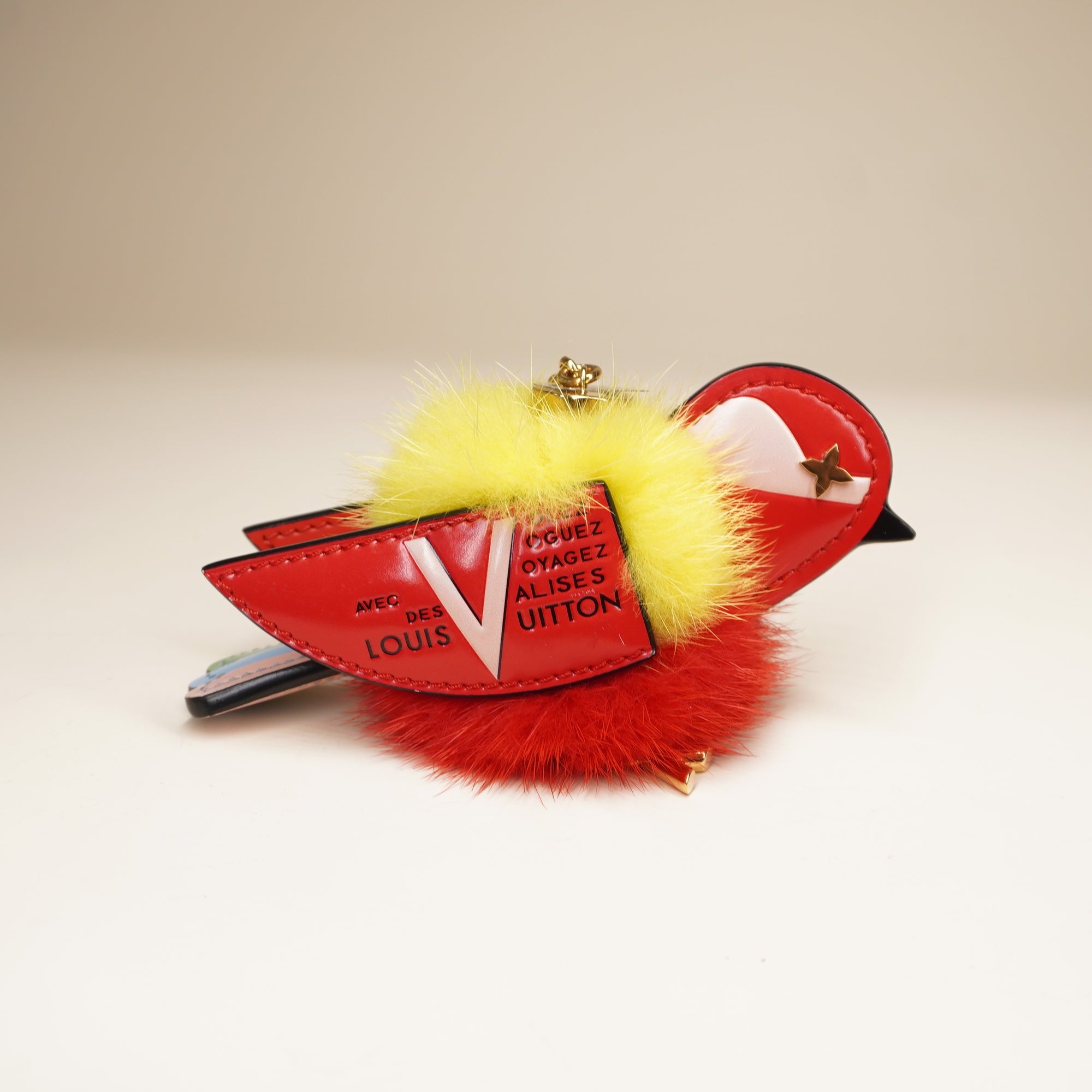 PRE-OWNED LV Traveling Bird Bag Charm Red
