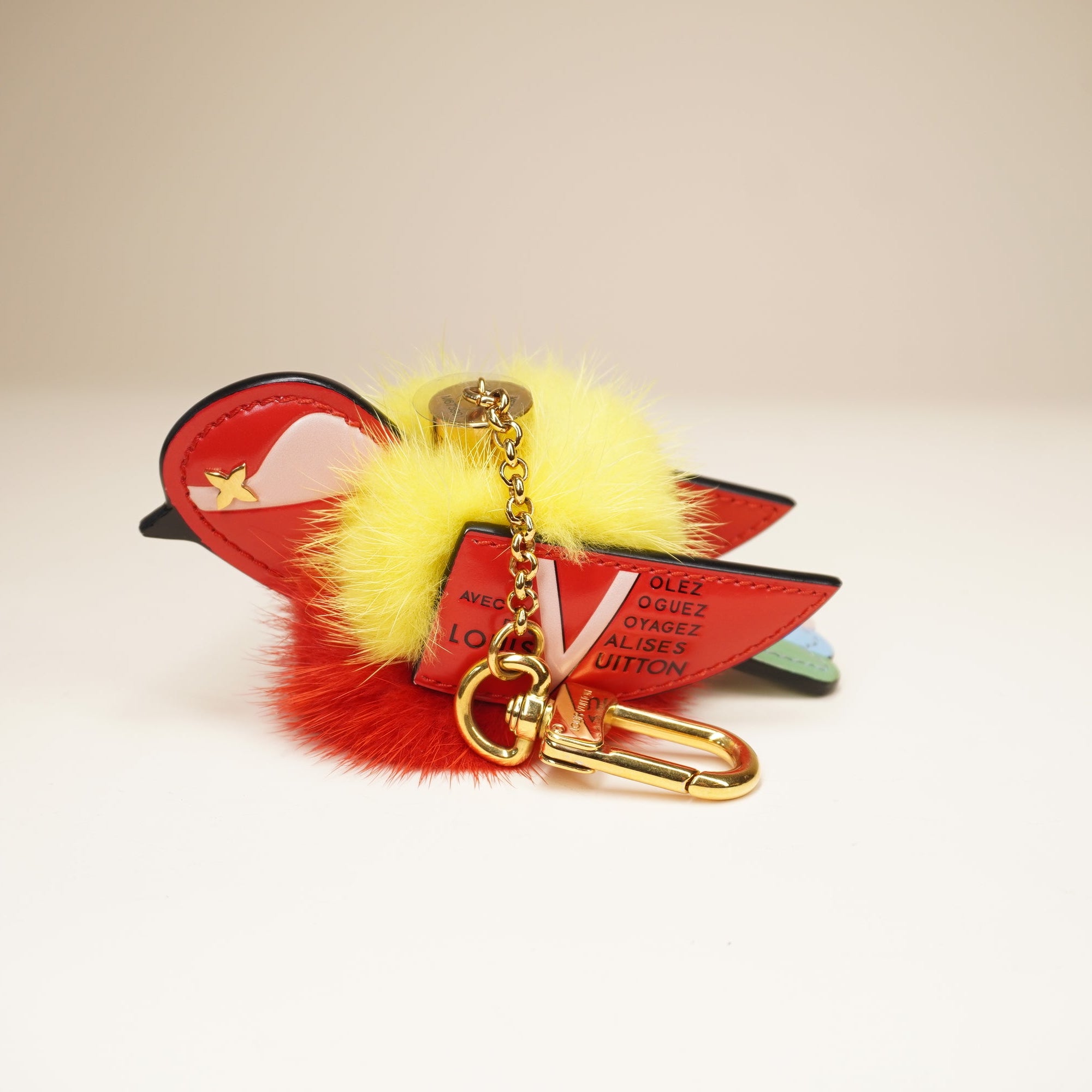 PRE-OWNED LV Traveling Bird Bag Charm Red