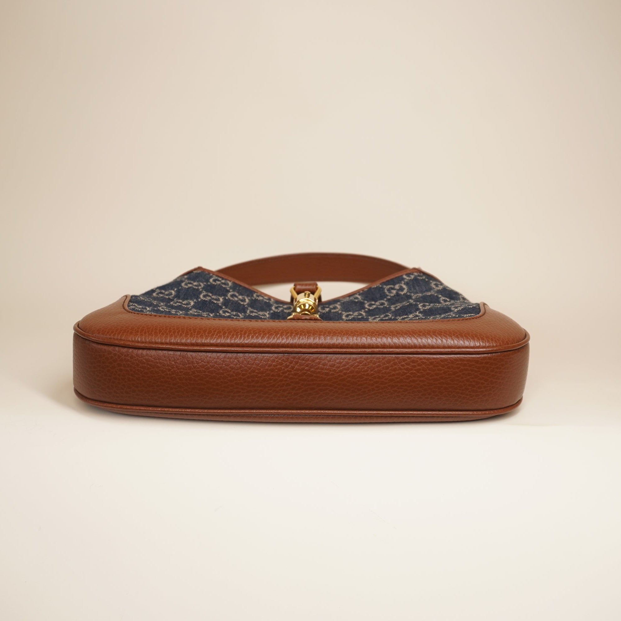 PRE-OWNED Monogram Calfskin Small Jackie Hobo 1961 Denim Shoulder Bag