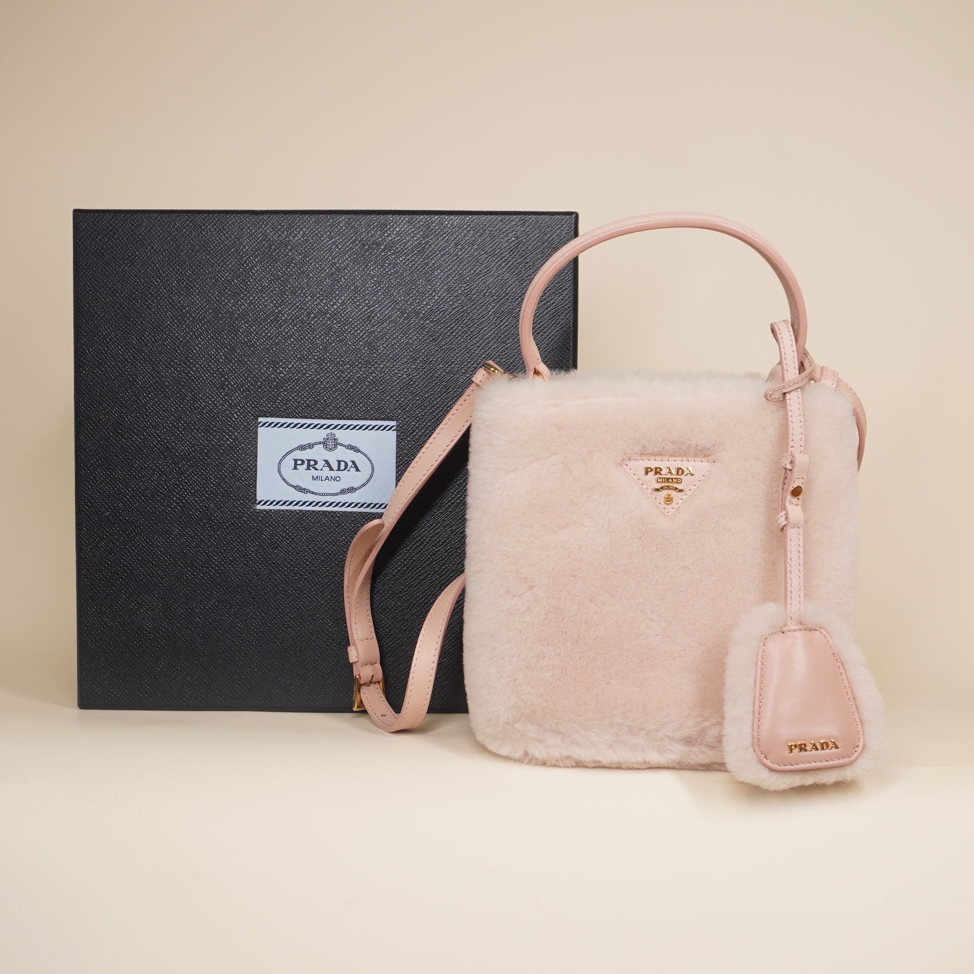 PRE-OWNED Panier Mini Shearling Orchid Pink Shoulder Bag