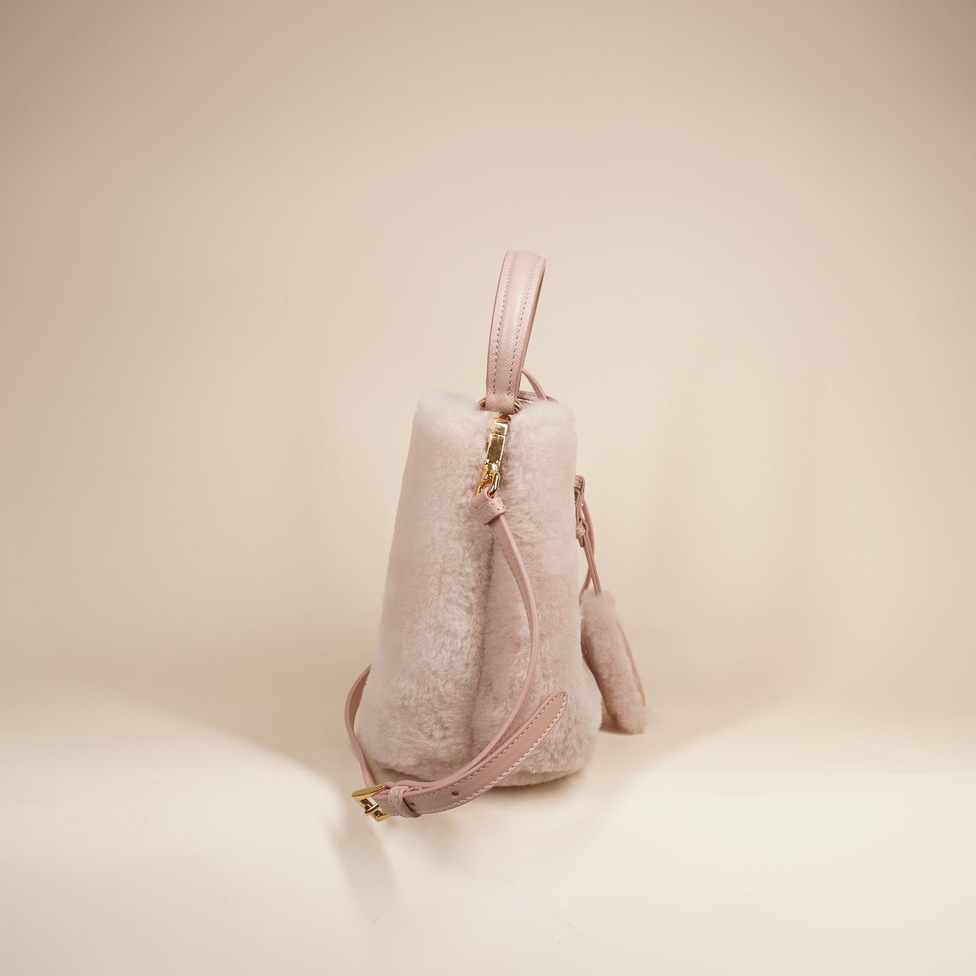 PRE-OWNED Panier Mini Shearling Orchid Pink Shoulder Bag