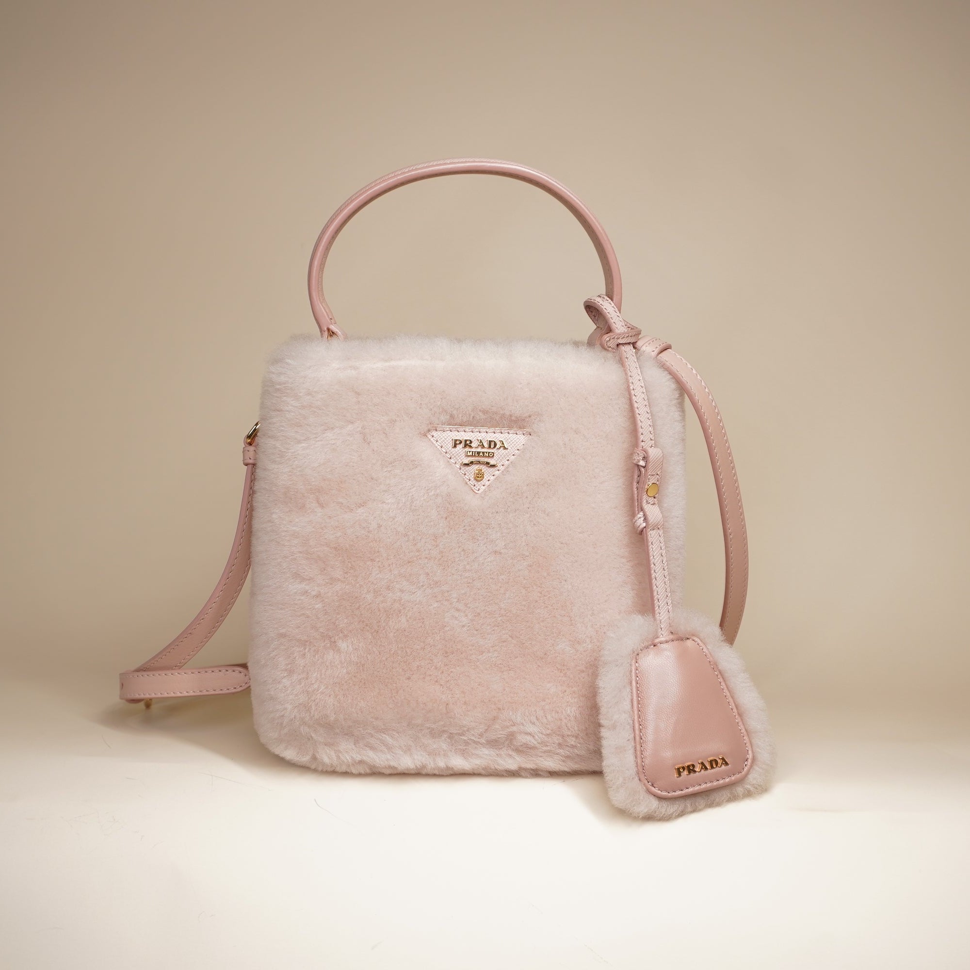 PRE-OWNED Panier Mini Shearling Orchid Pink Shoulder Bag