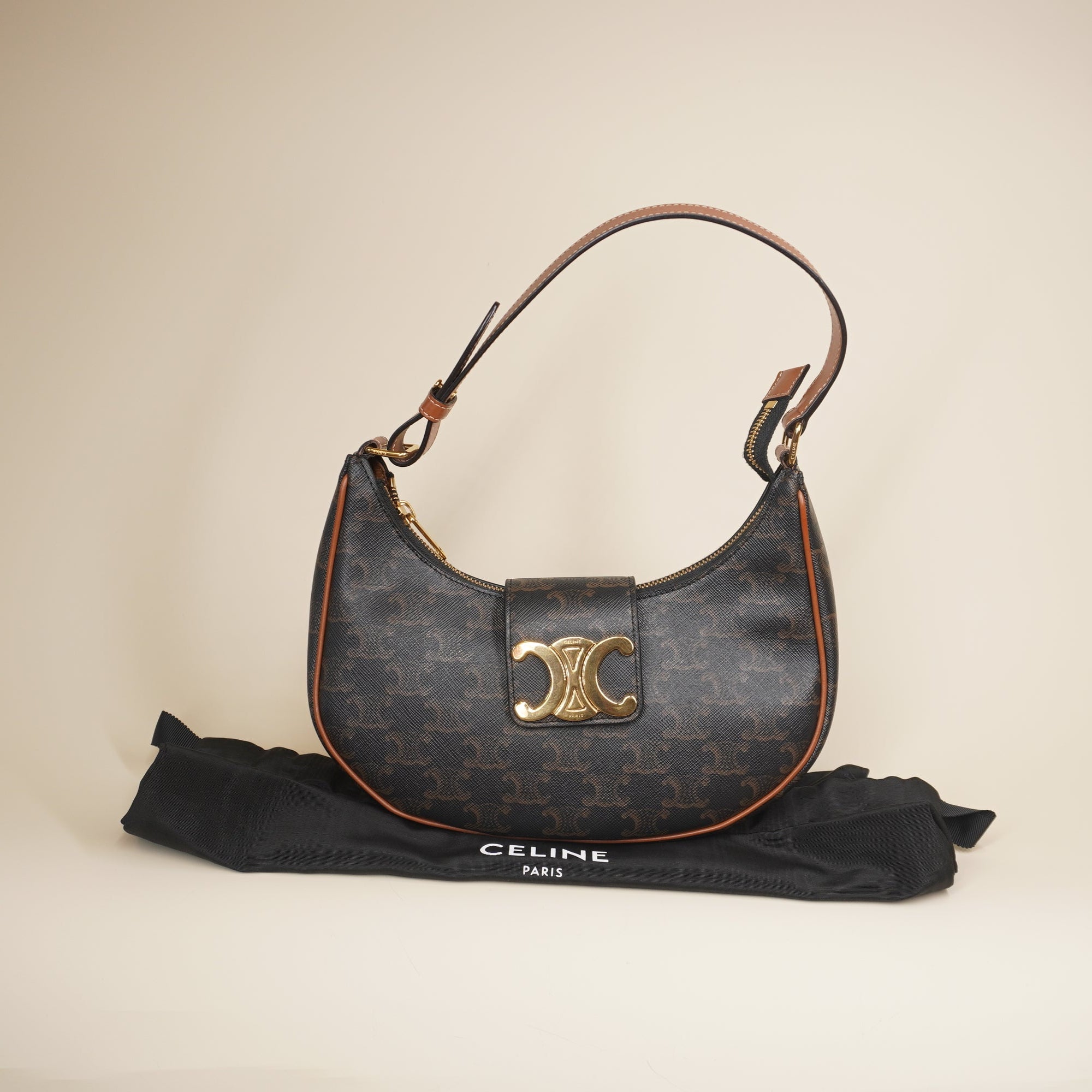 PRE-OWNED Medium Ava Triomphe Bag in Triomphe Canvas and Calfskin