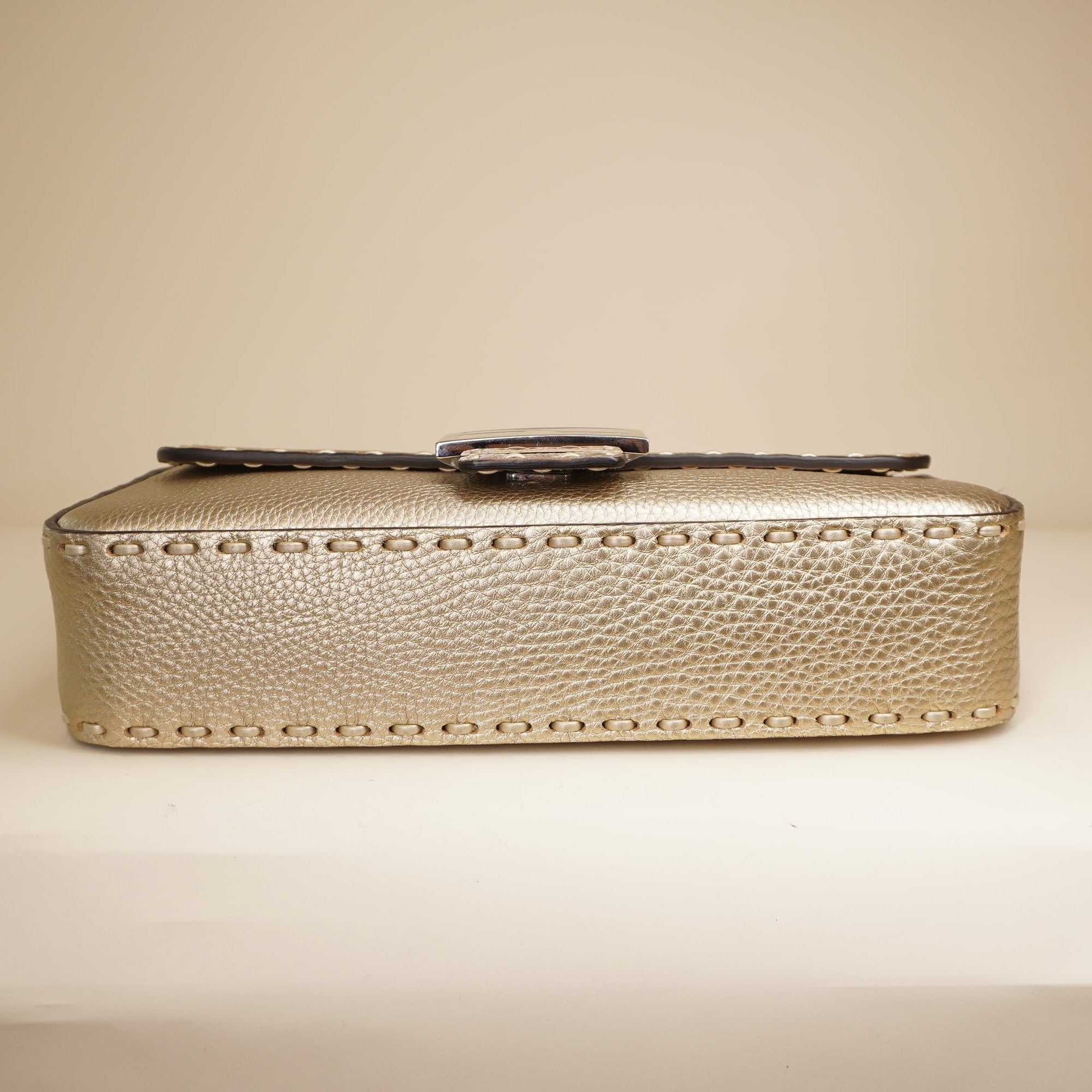 PRE-OWNED Gold Baguette Selleria Shoulder Bag