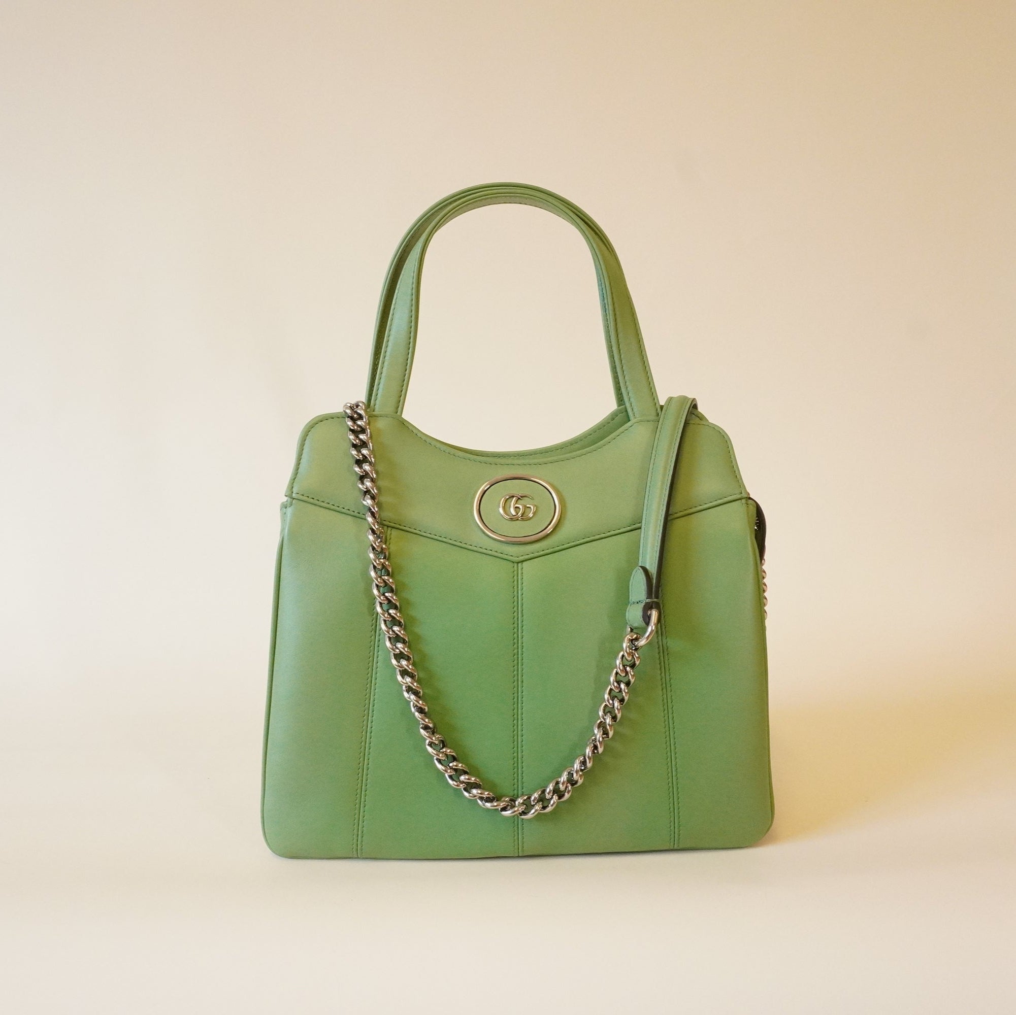 Bolso tote pequeño GG de piel verde de segunda mano