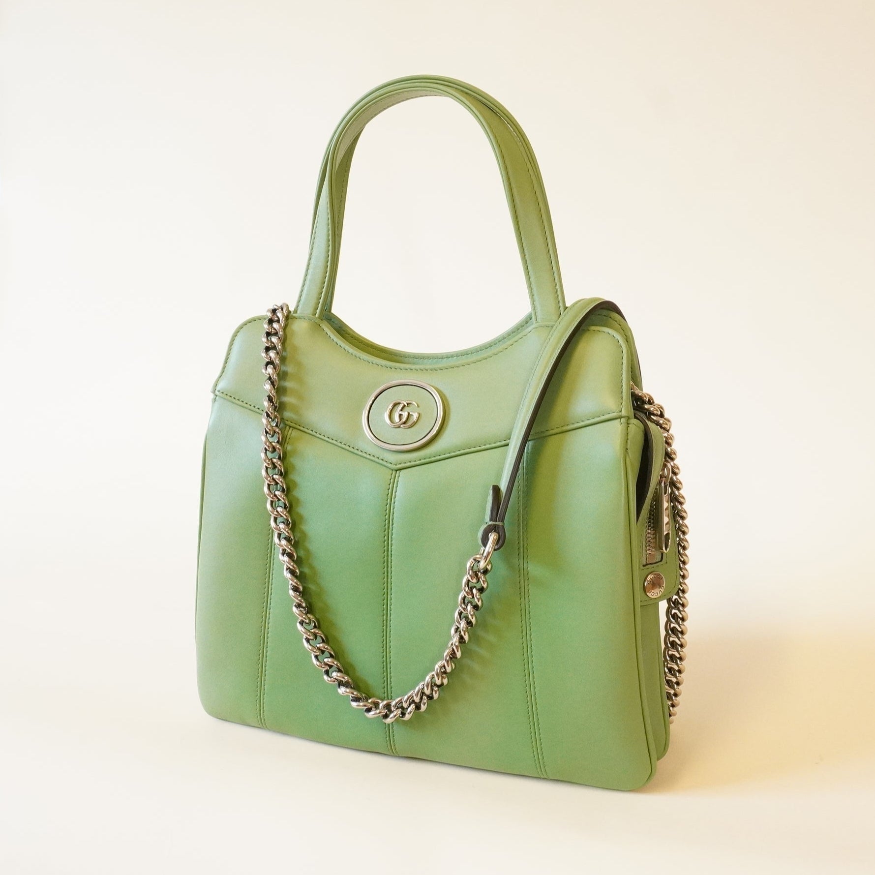 Bolso tote pequeño GG de piel verde de segunda mano