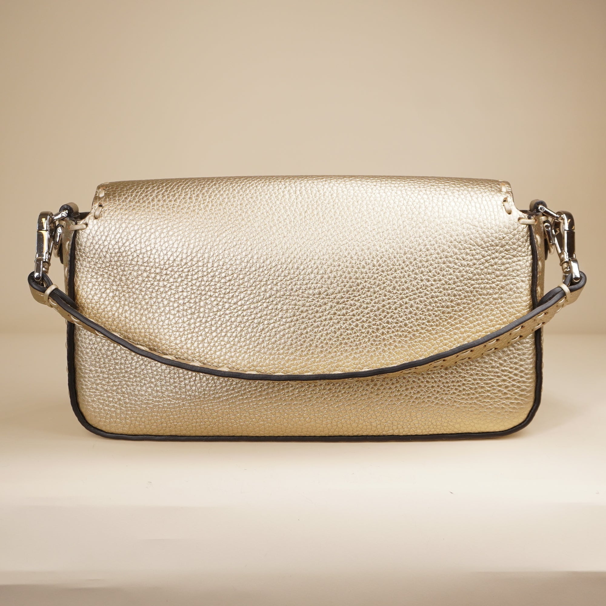 PRE-OWNED Gold Baguette Selleria Shoulder Bag