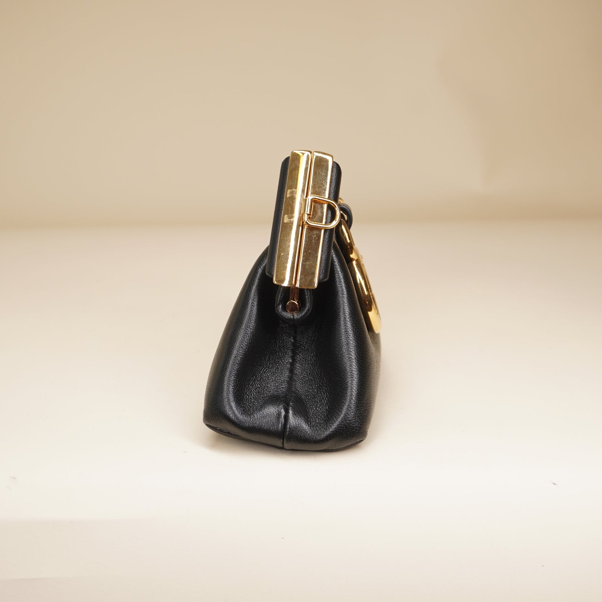 PRE-OWNED FF Shiny Nappa Nano First Bag Charm Black