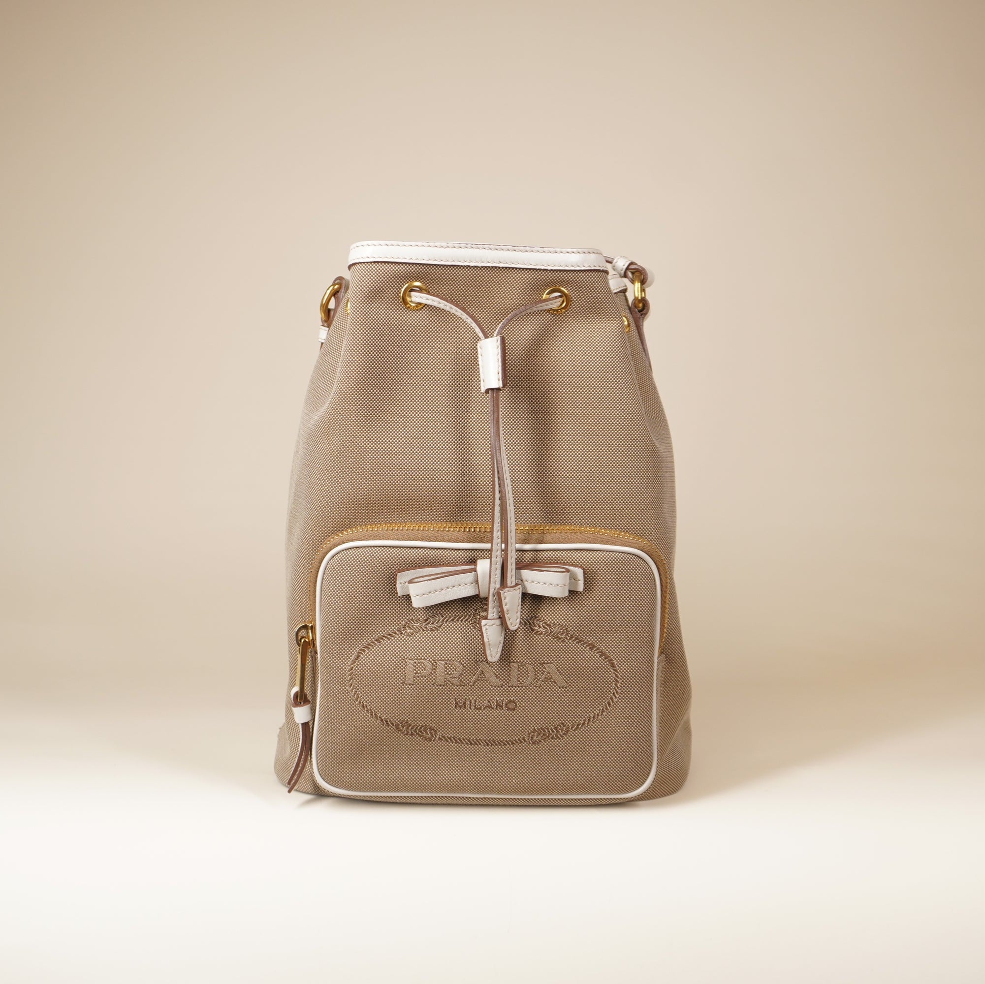 PRE-OWNED Corda Talco Jacquard Logo Mini Bucket Crossbody Bag