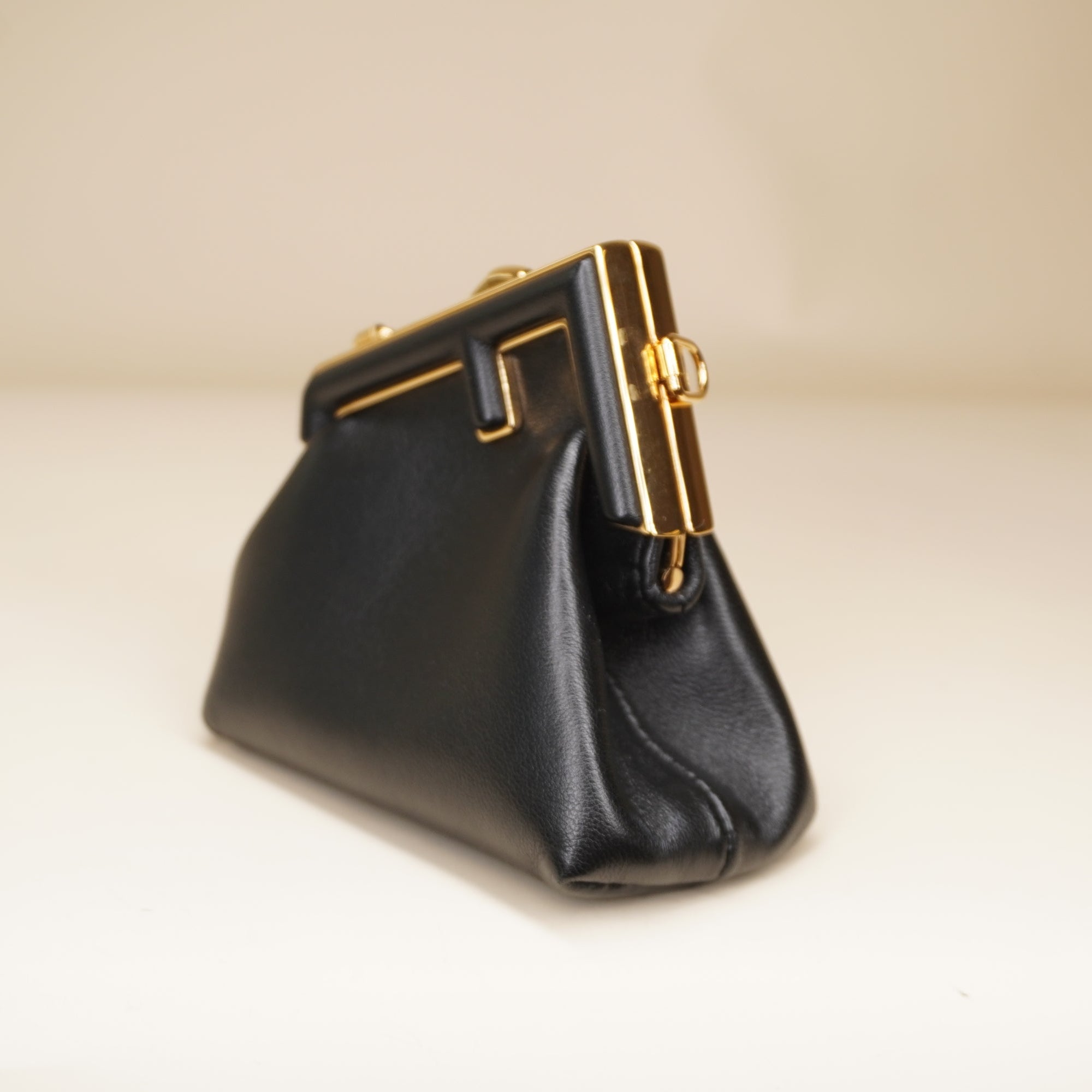 PRE-OWNED FF Shiny Nappa Nano First Bag Charm Black