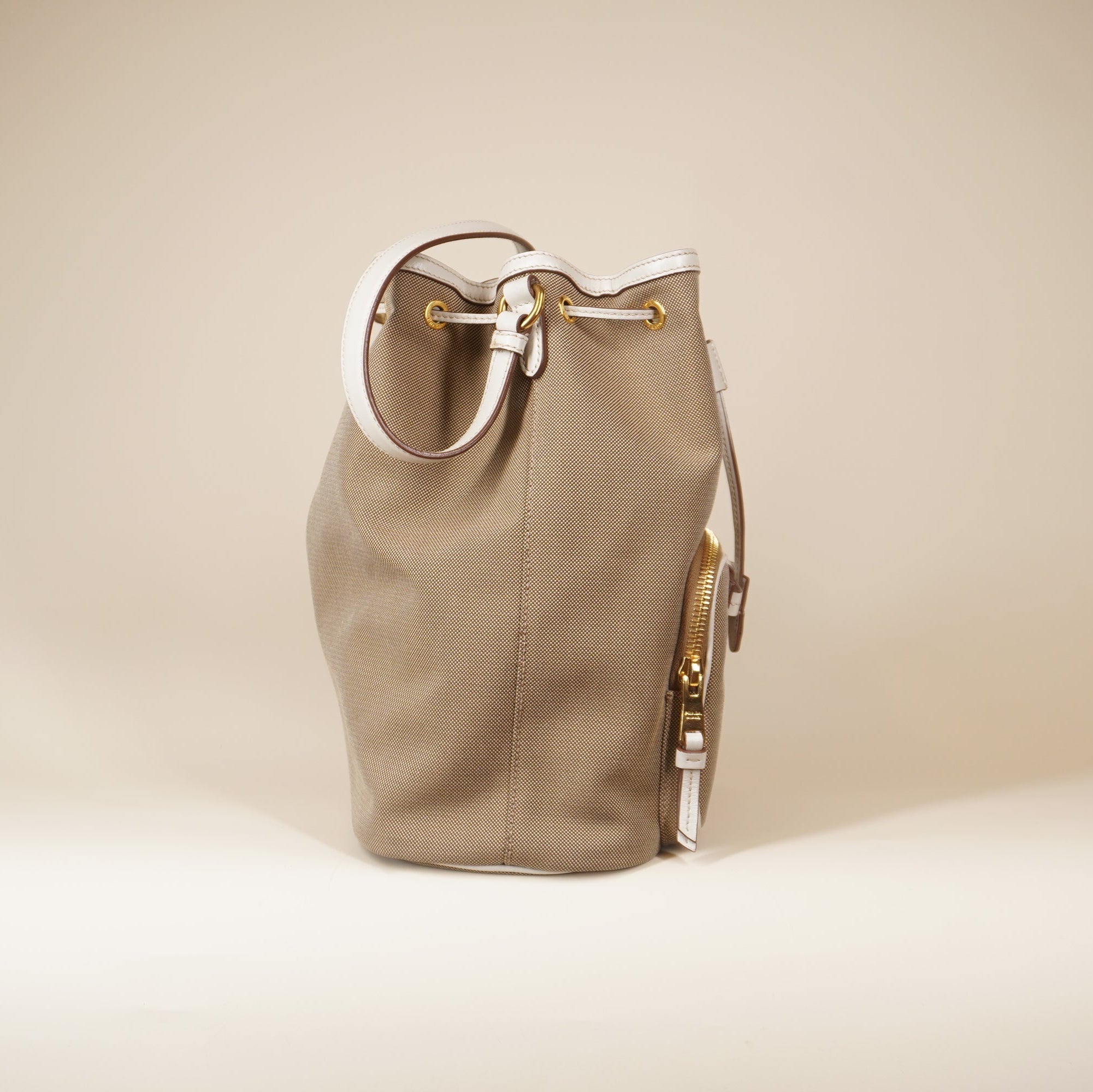 PRE-OWNED Corda Talco Jacquard Logo Mini Bucket Crossbody Bag