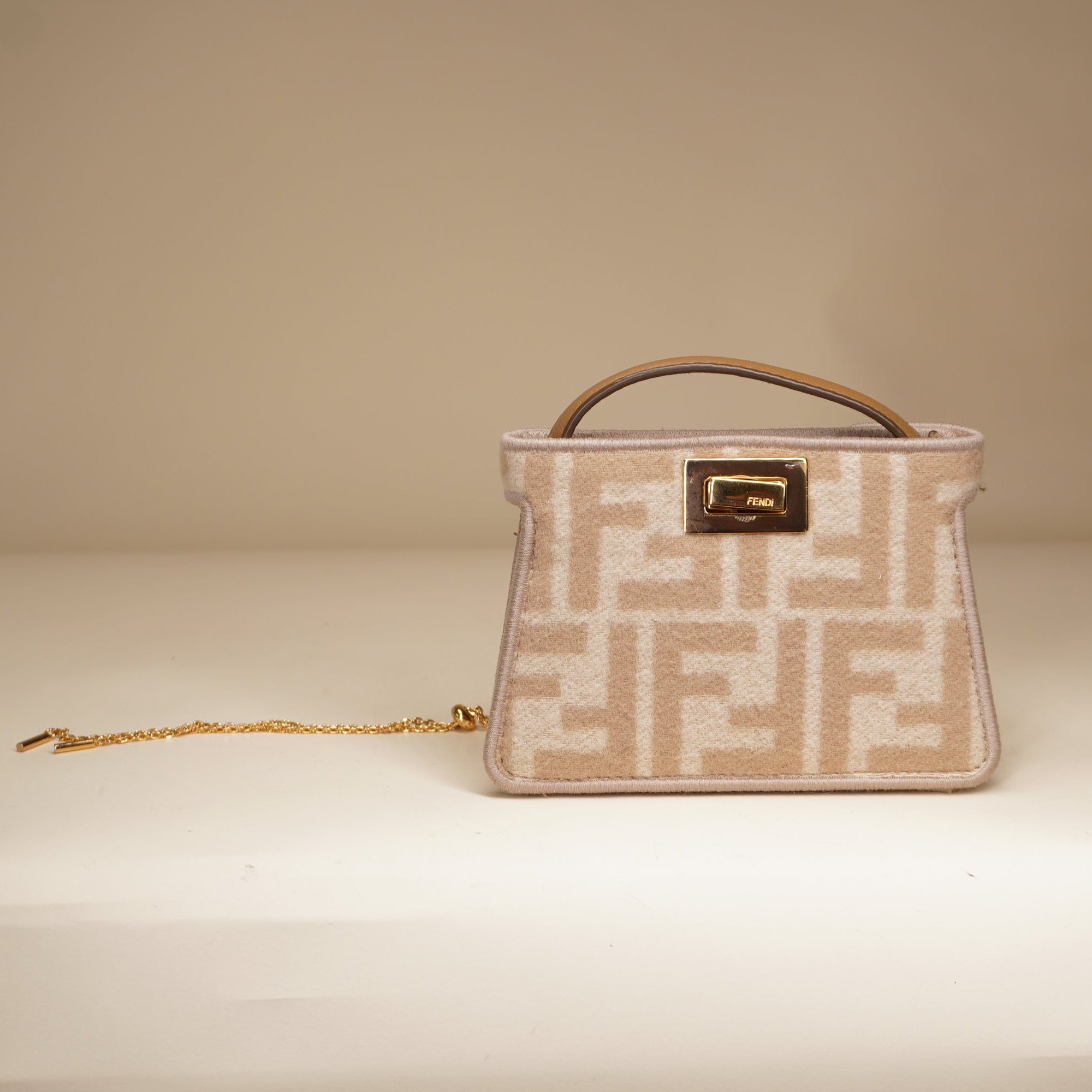 PRE-OWNED FF Peekaboo Mini Pocket Wool Bag Charm 