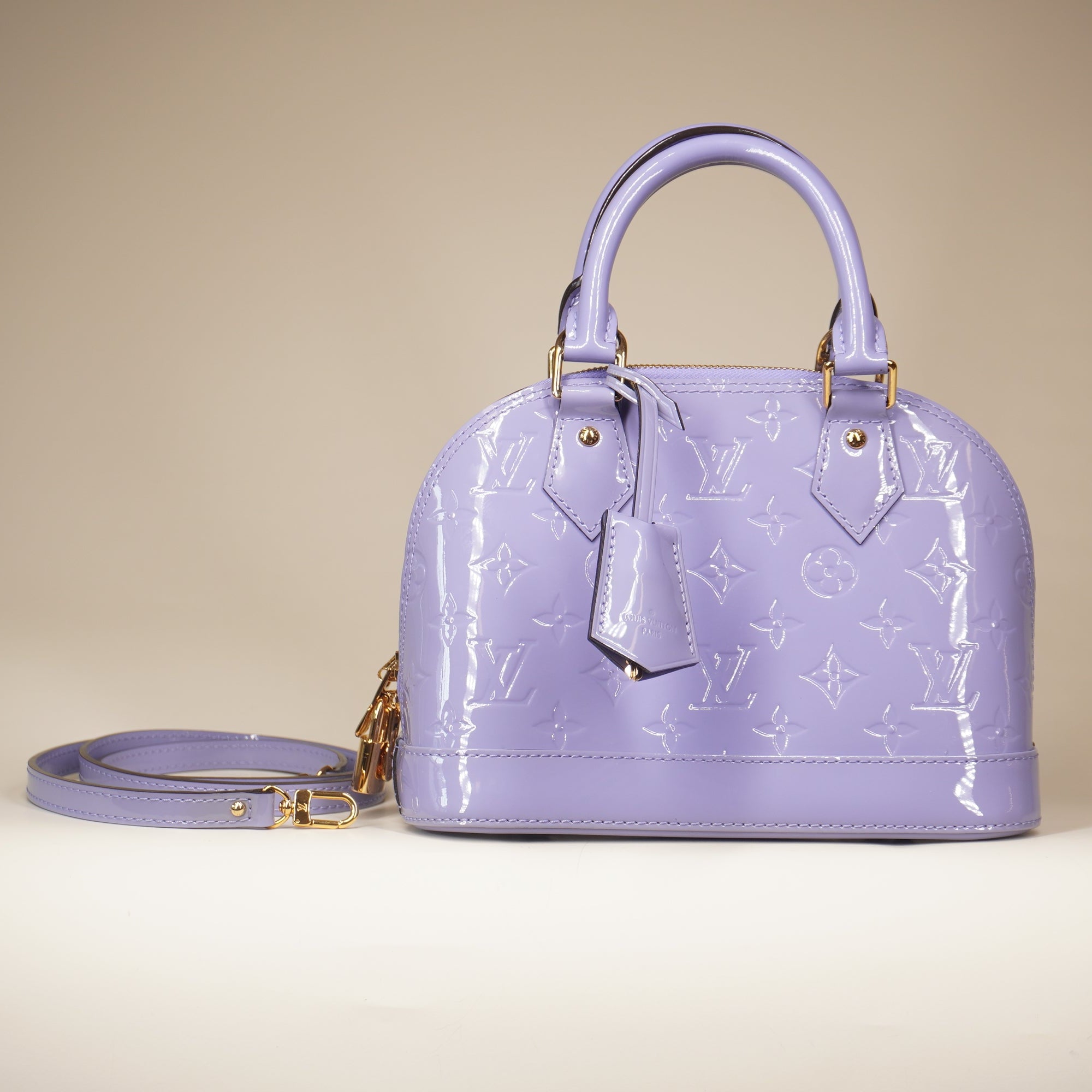 PRE-OWNED LV Vernis Alma BB Lilac Shoulder Bag