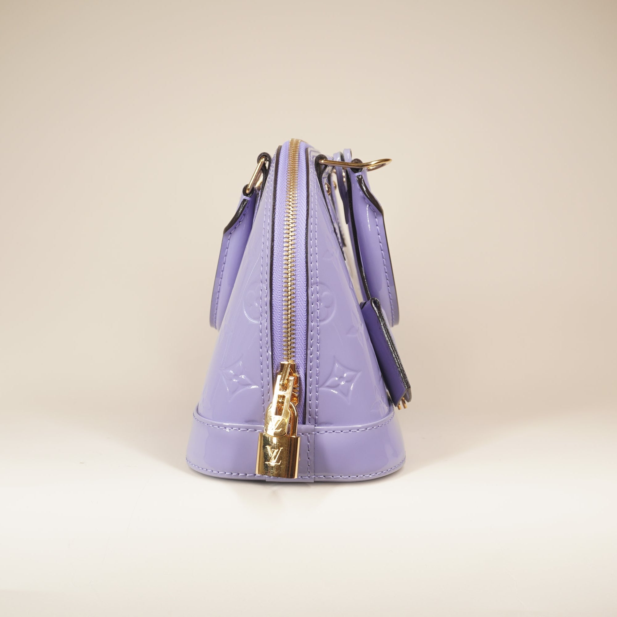 PRE-OWNED LV Vernis Alma BB Lilac Shoulder Bag