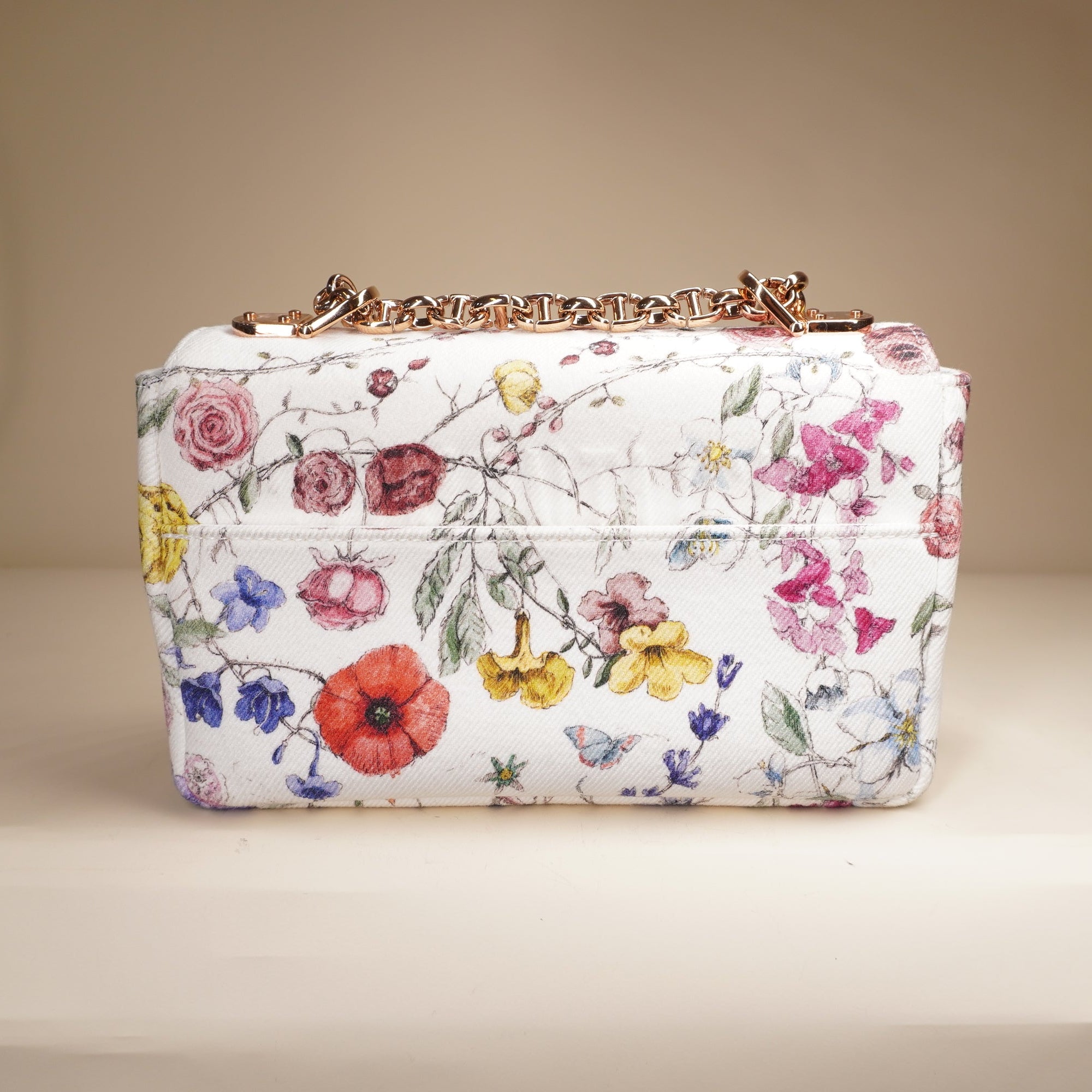 
PRE-OWNED Small Caro Bag White Florilegio Rose Gold Hardware
