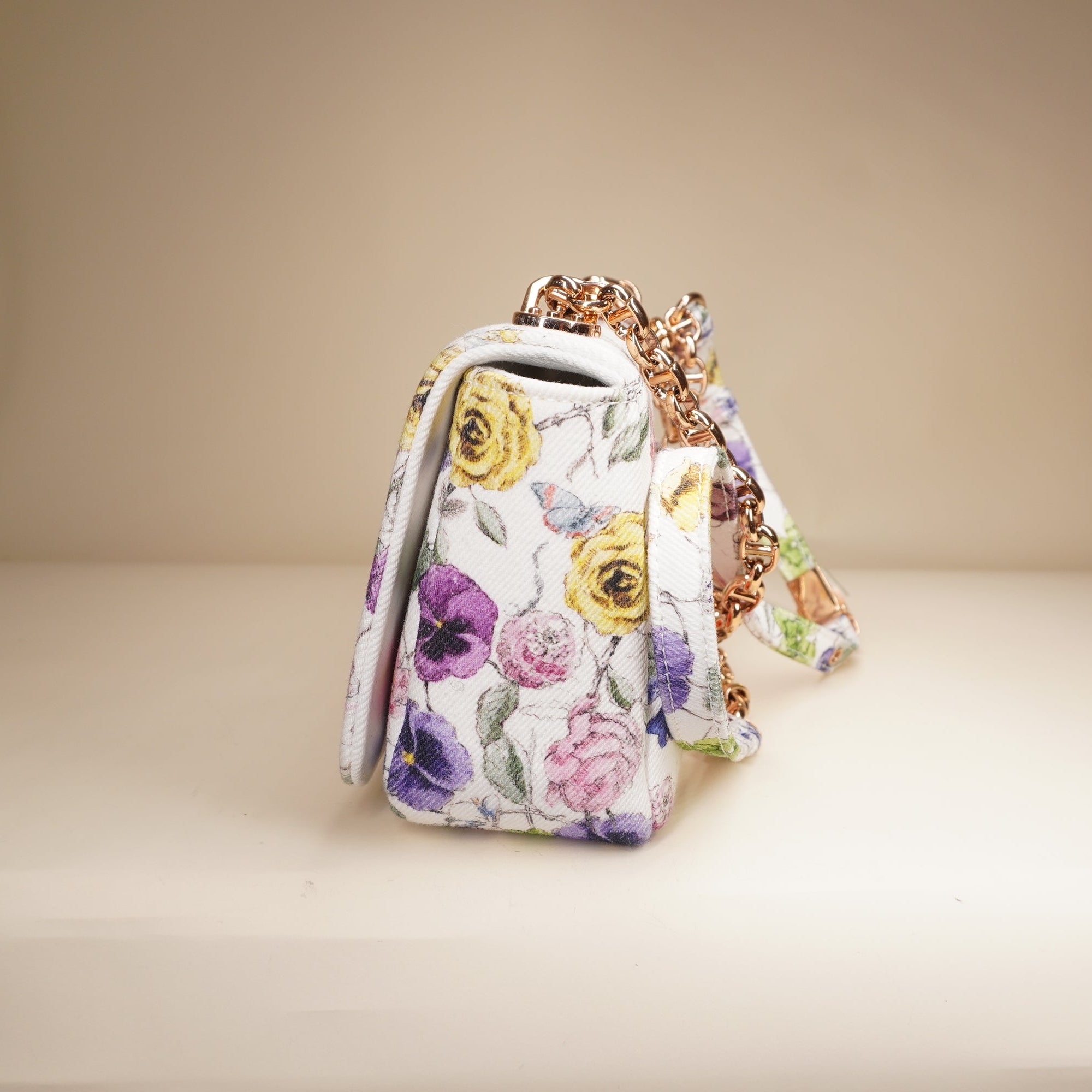 
PRE-OWNED Small Caro Bag White Florilegio Rose Gold Hardware
