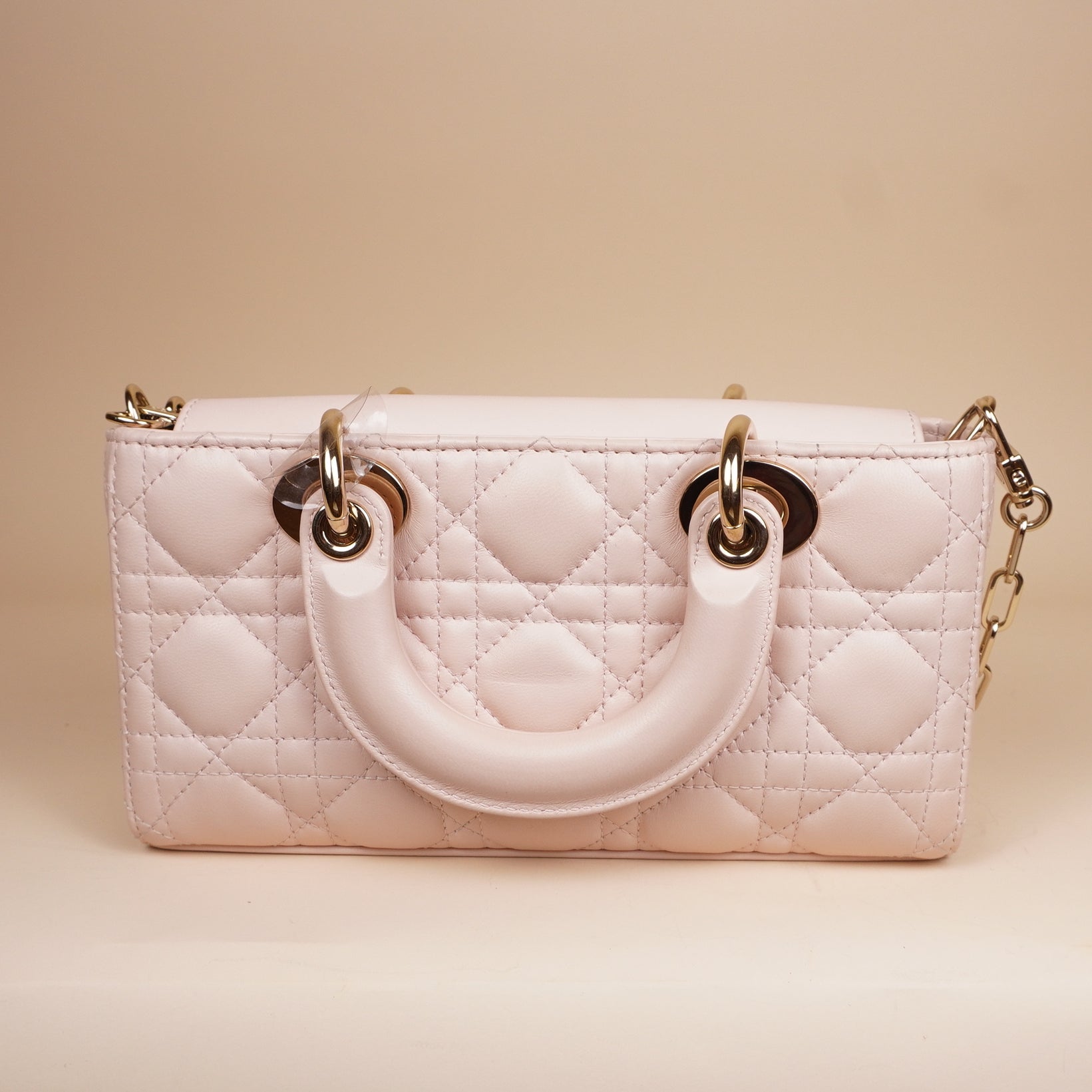PRE-OWNED Lady D-Joy Medium Light Pink Cannage Leather Tote