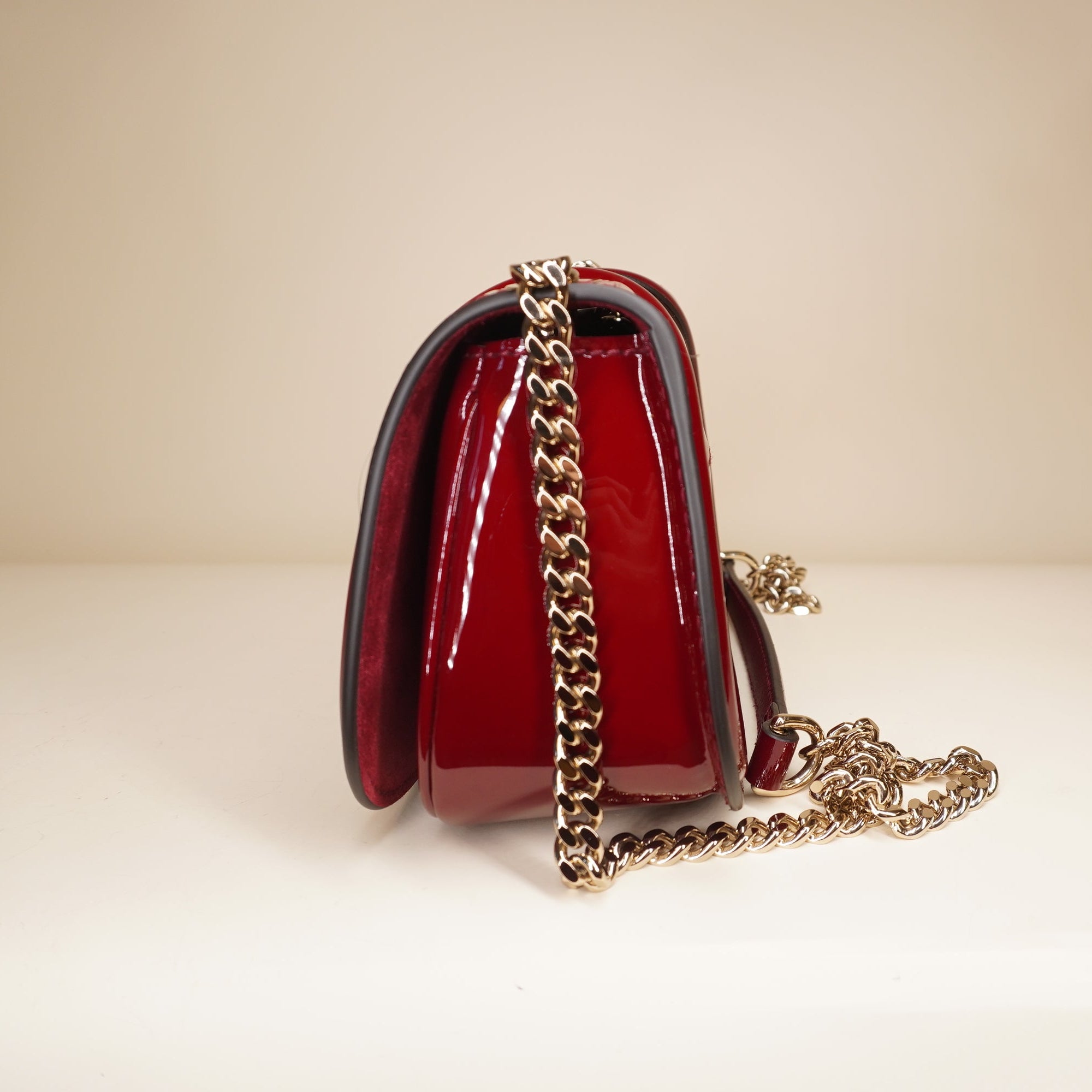 PRE-OWNED GG Patent Blondie Small Shoulder Bag Rosso Ancora