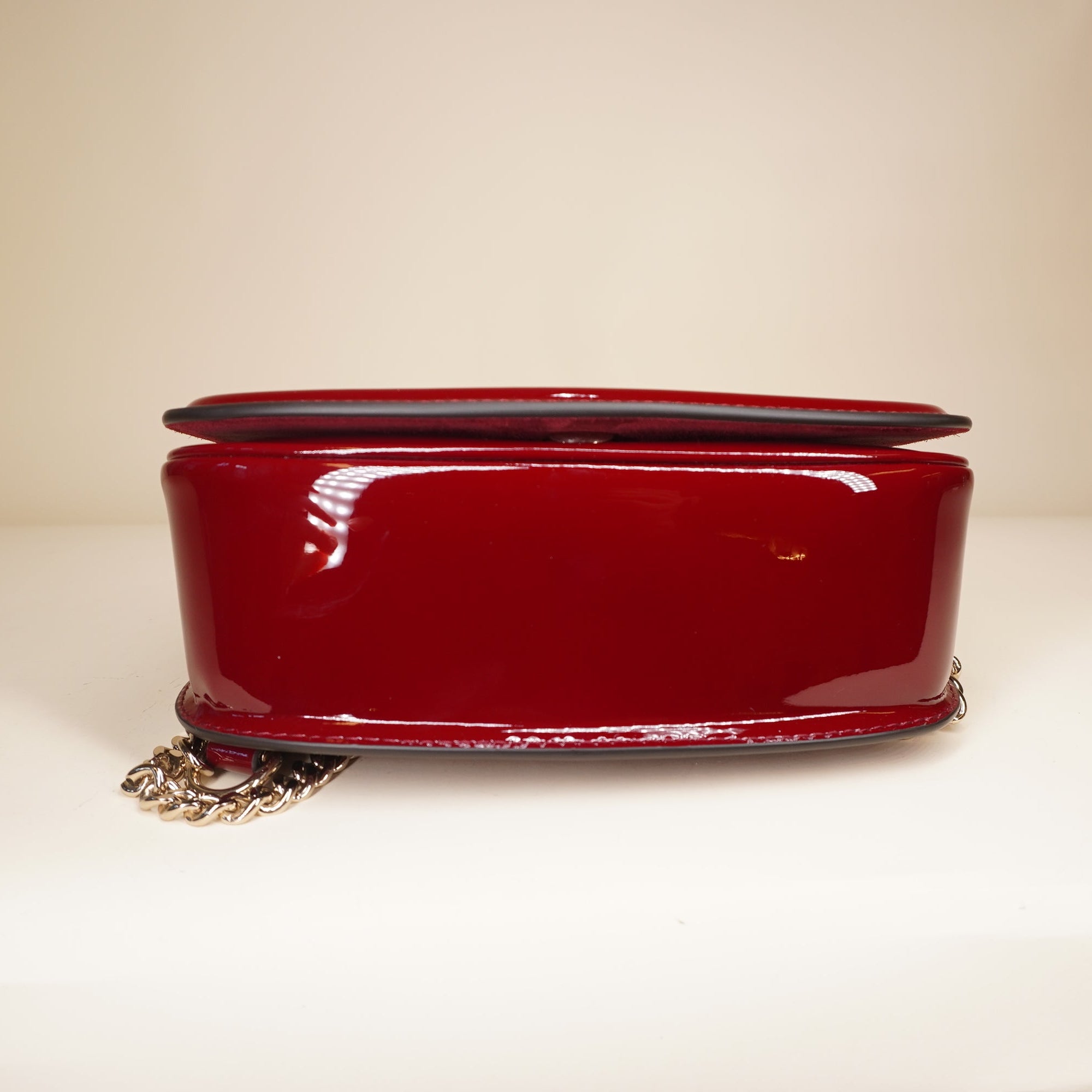 PRE-OWNED GG Patent Blondie Small Shoulder Bag Rosso Ancora