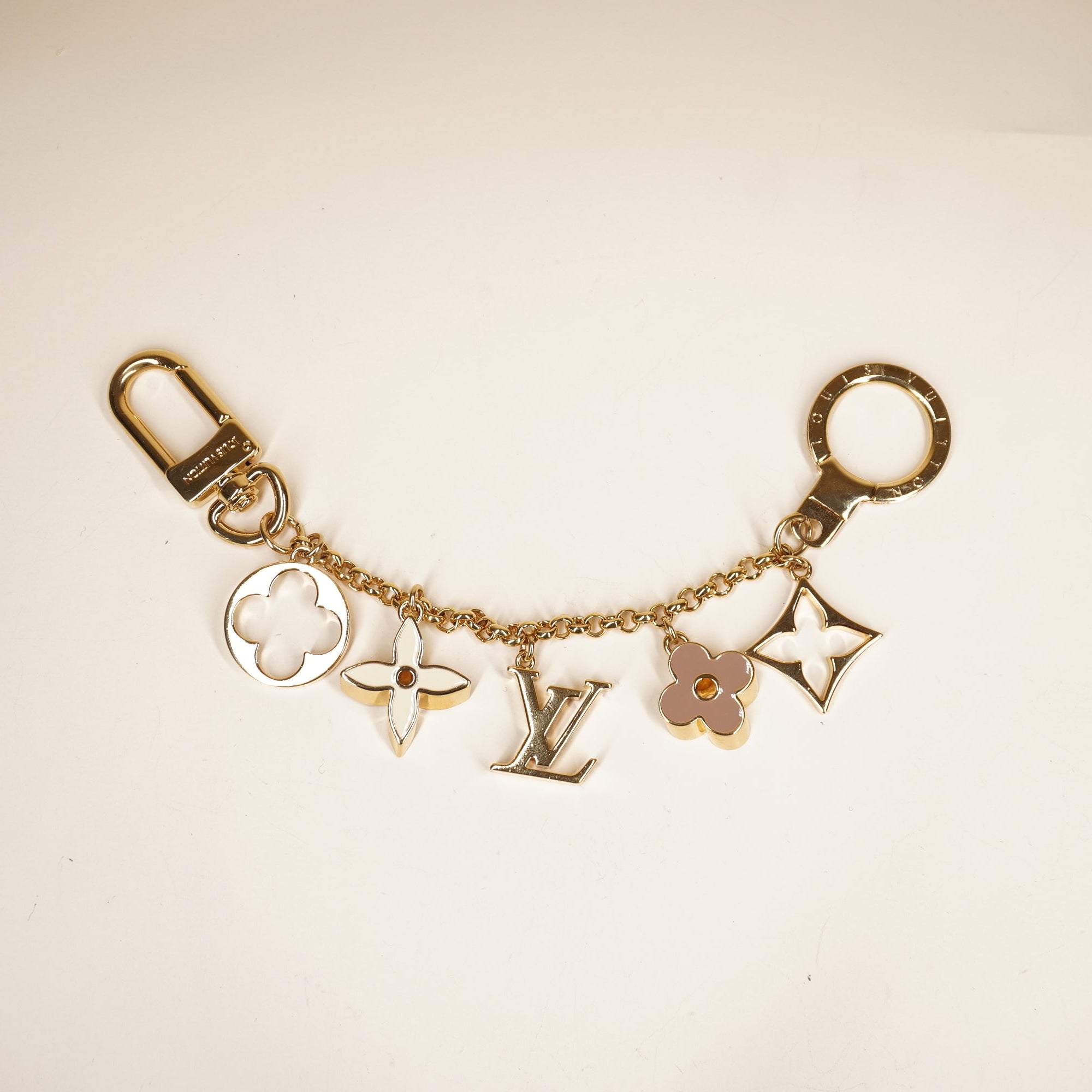 PRE-OWNED LV Fleur Monogram Bag Charm Chain