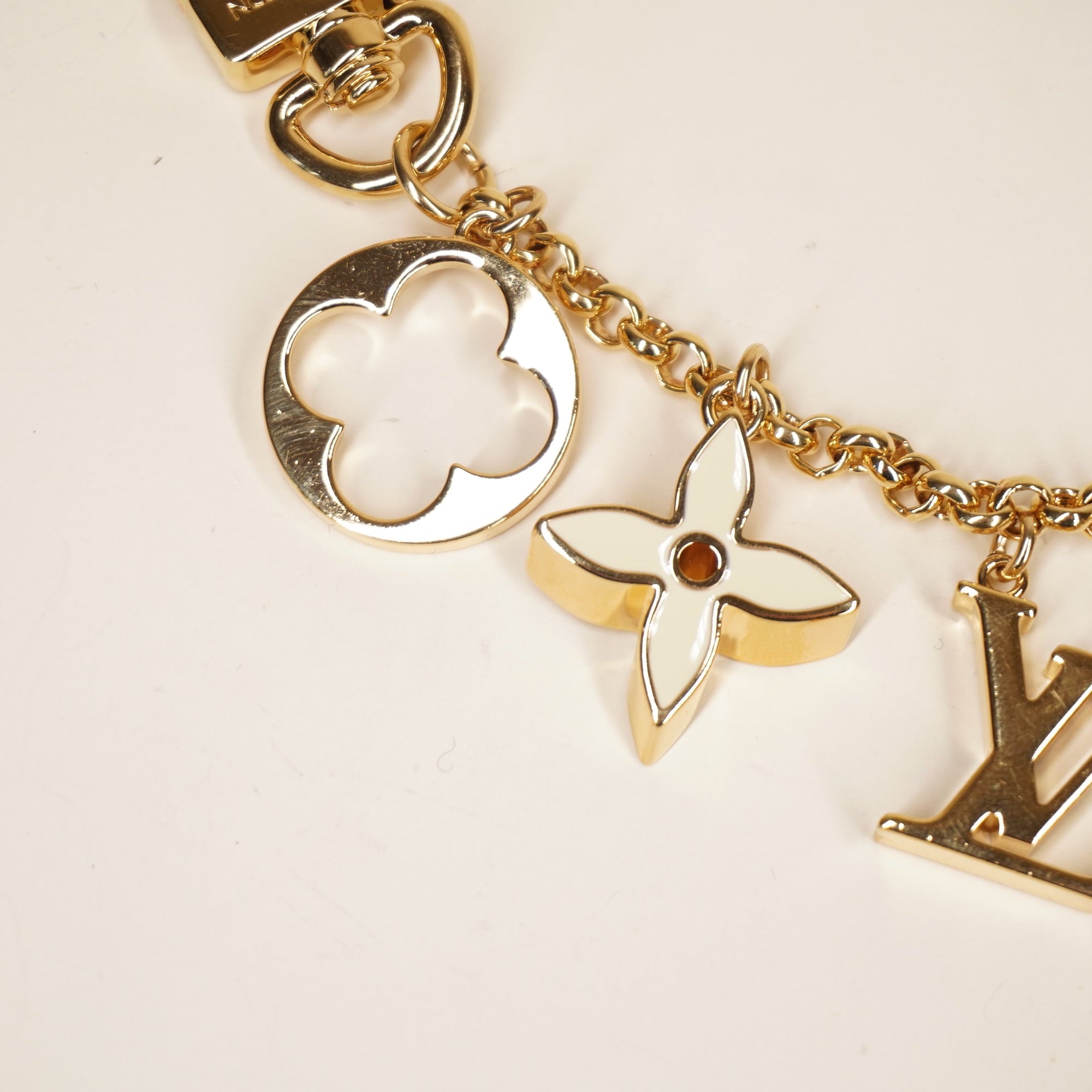 PRE-OWNED LV Fleur Monogram Bag Charm Chain