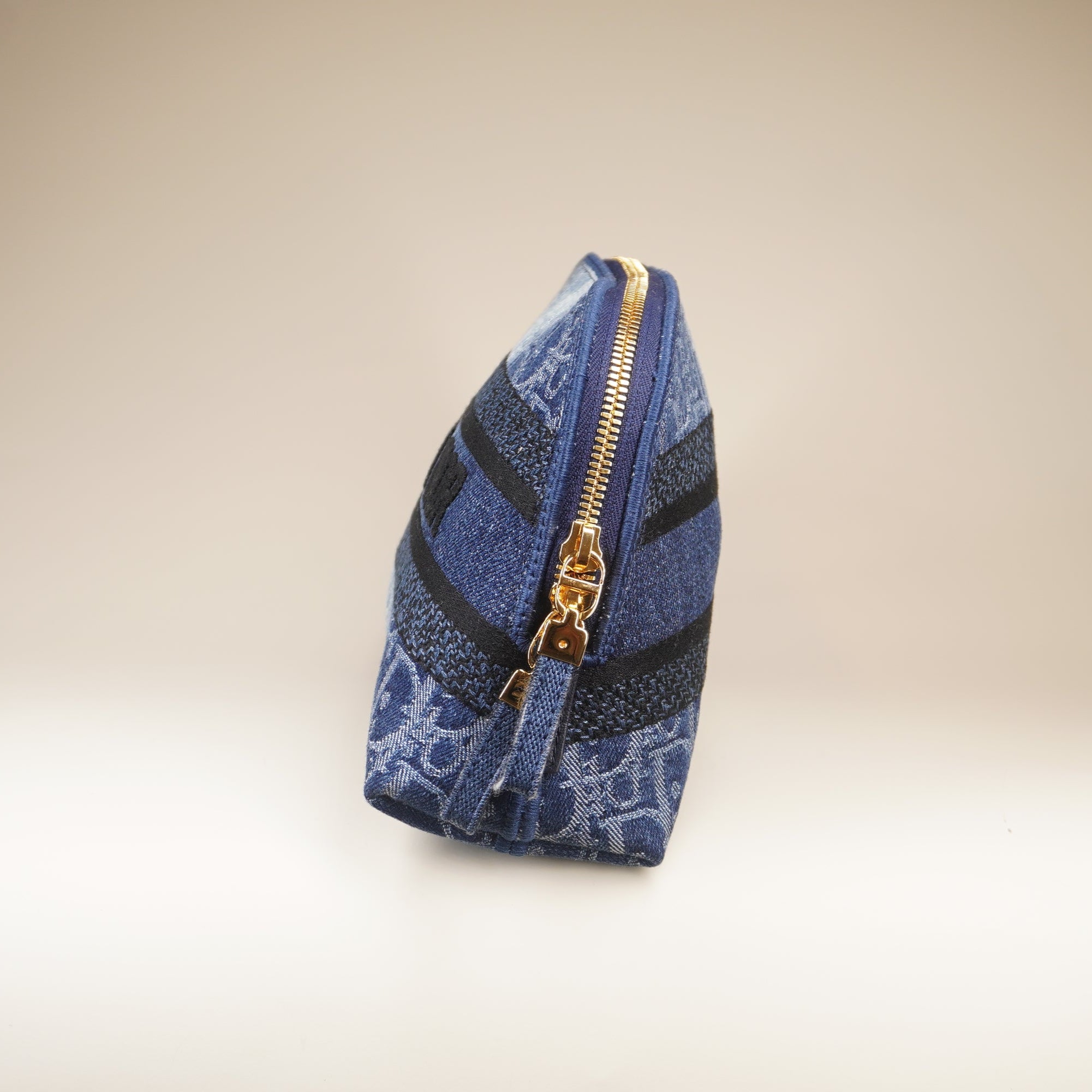PRE-OWNED Denim Tinted Oblique Velvet Pouch