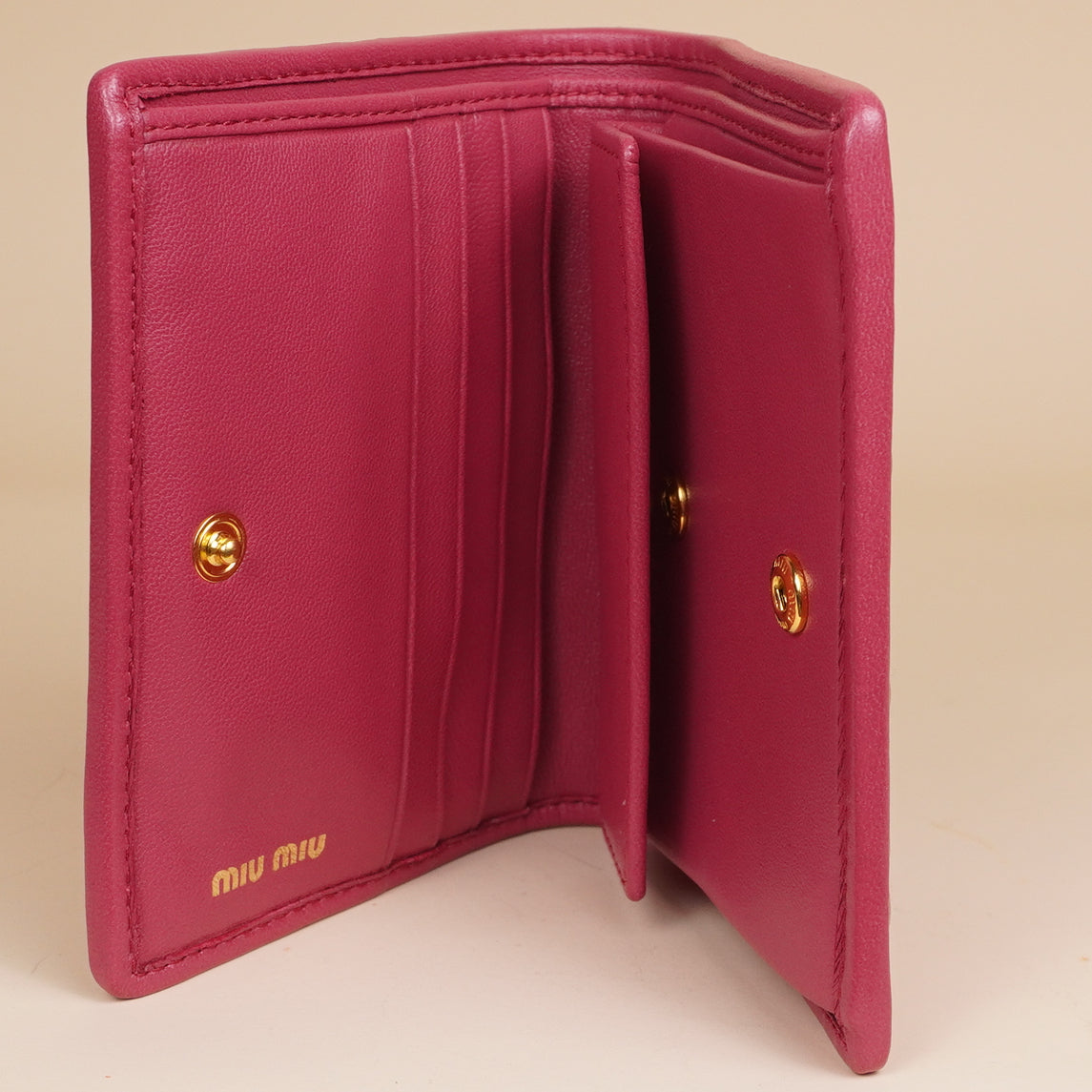 PRE-OWNED Quilted Chevron Lambskin Pink Compact Wallet