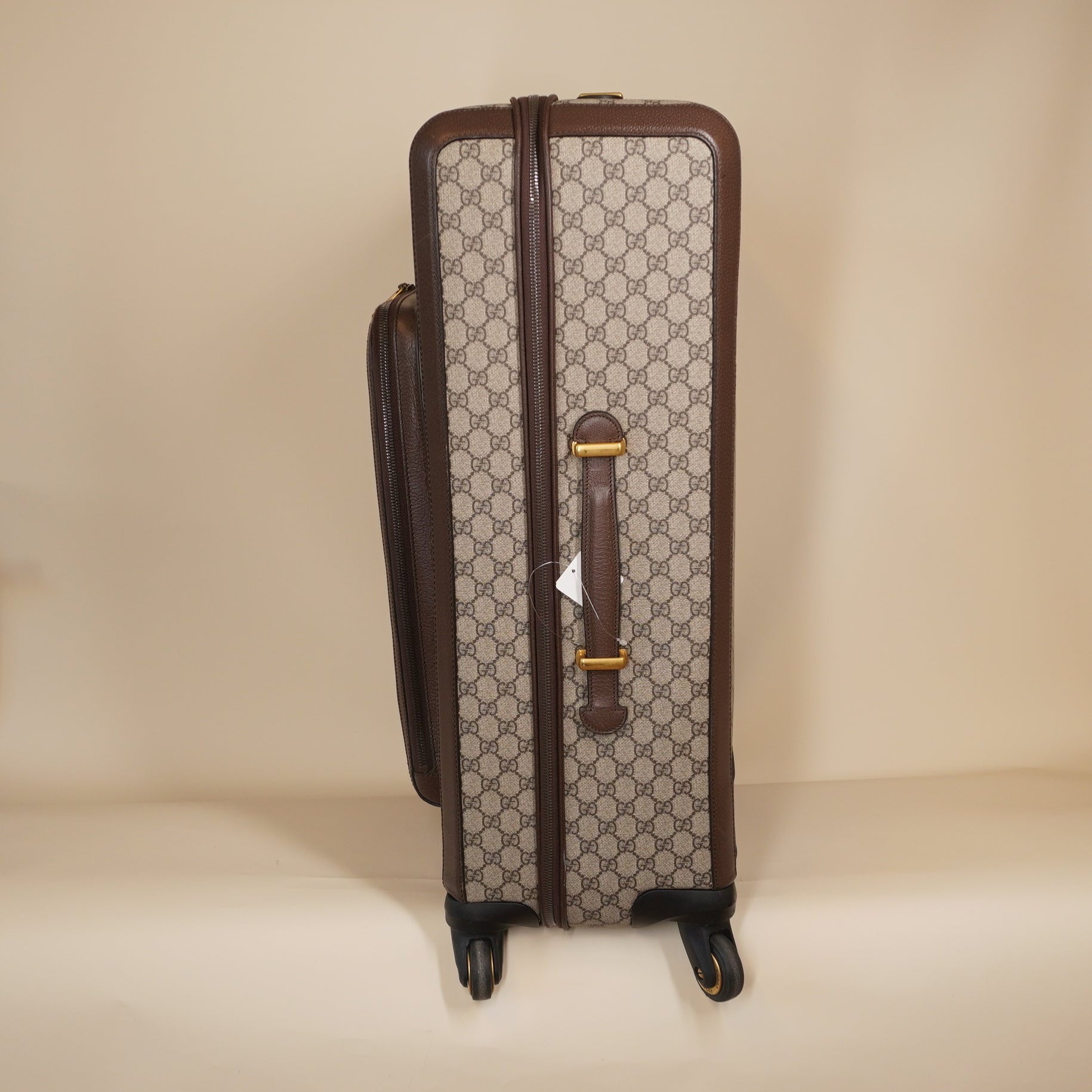 PRE-OWNED GG Supreme Monogram Textured Dollar Calfskin Web Large Savoy Trolley Suitcase 