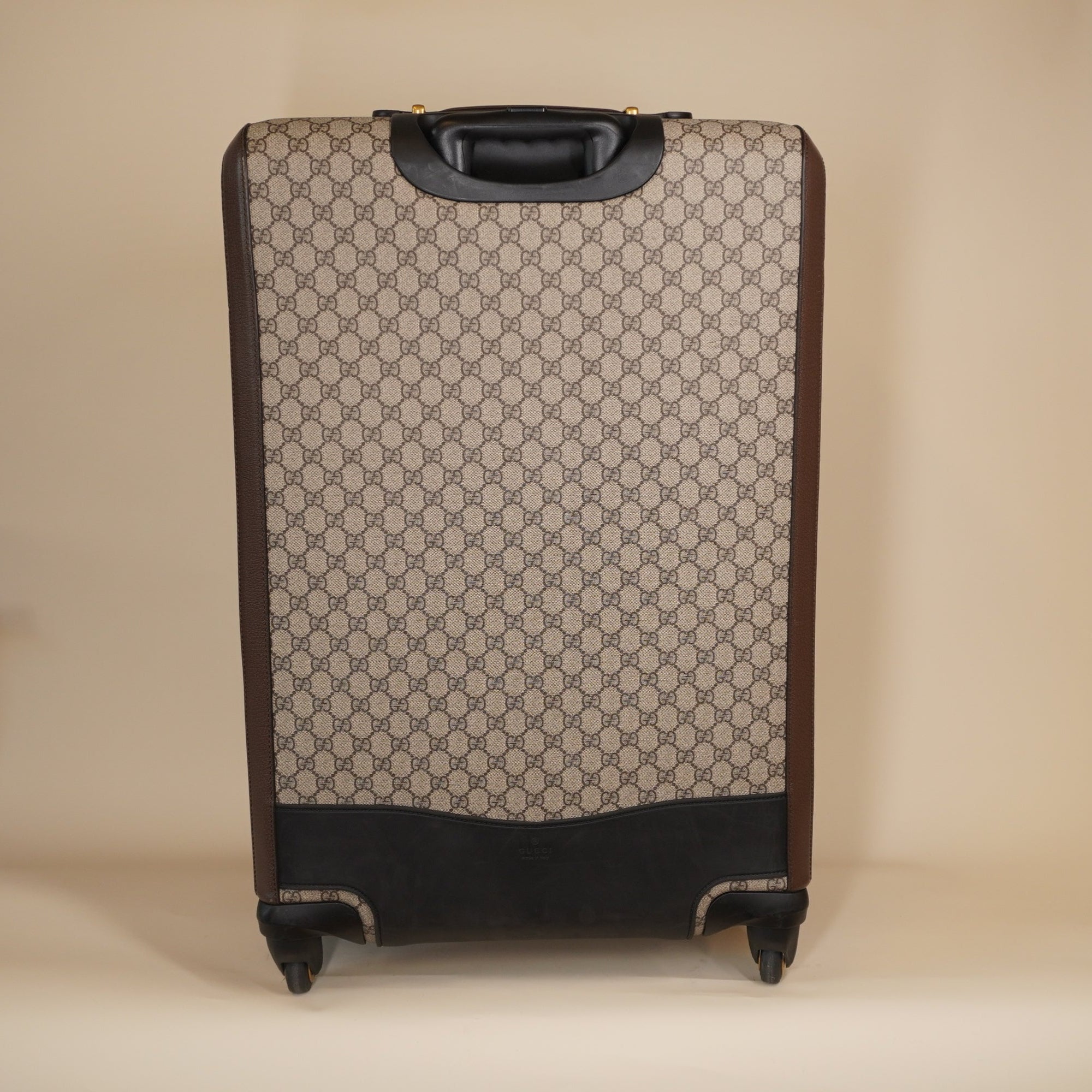 PRE-OWNED GG Supreme Monogram Textured Dollar Calfskin Web Large Savoy Trolley Suitcase 