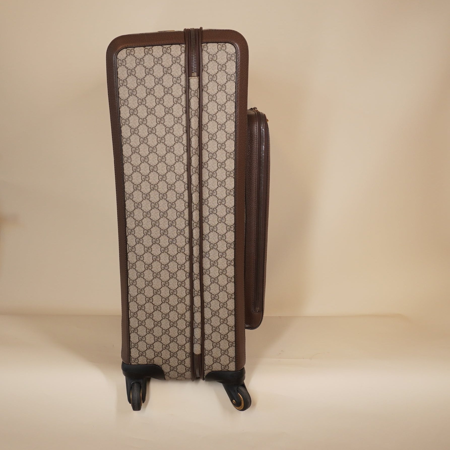PRE-OWNED GG Supreme Monogram Textured Dollar Calfskin Web Large Savoy Trolley Suitcase 