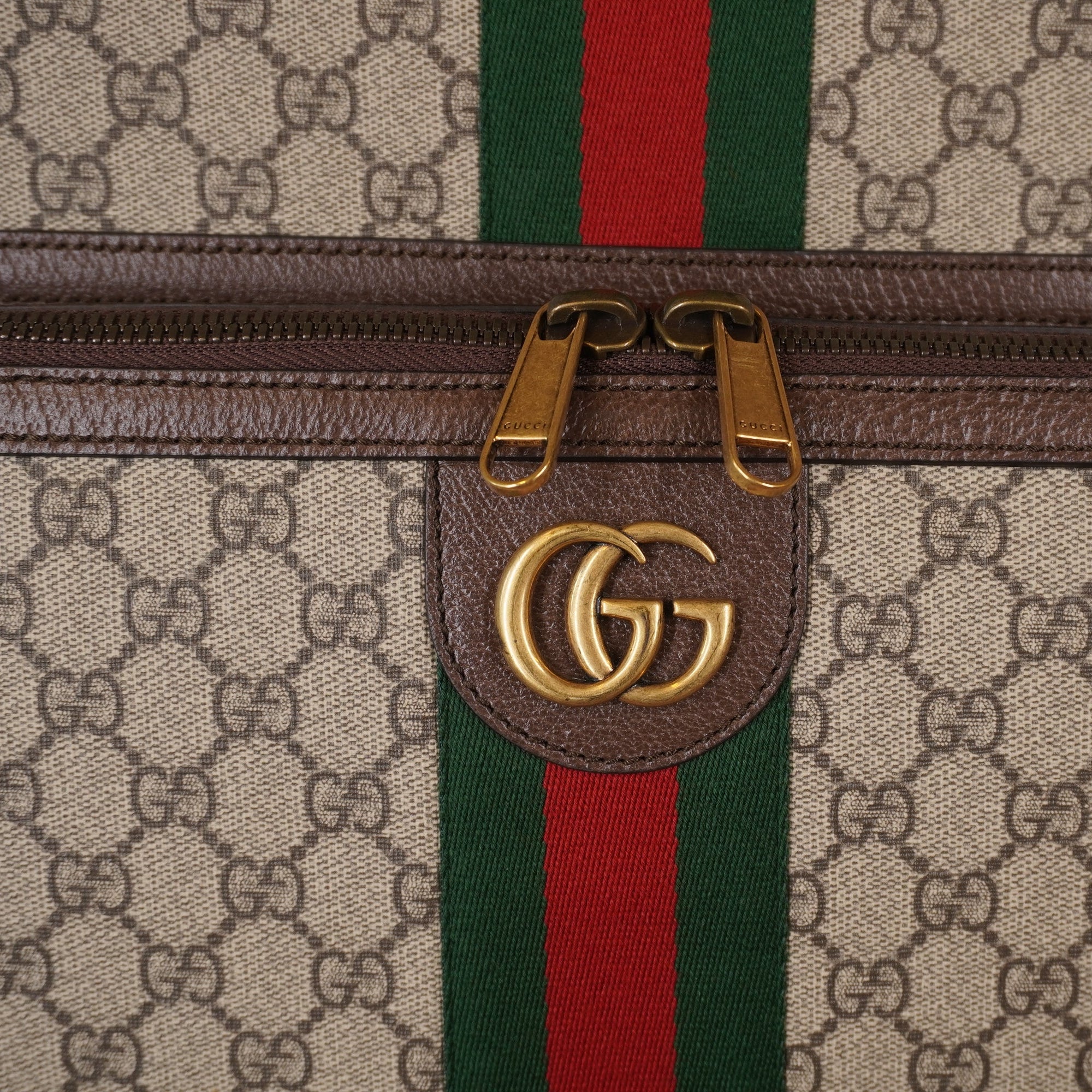 PRE-OWNED GG Supreme Monogram Textured Dollar Calfskin Web Large Savoy Trolley Suitcase 
