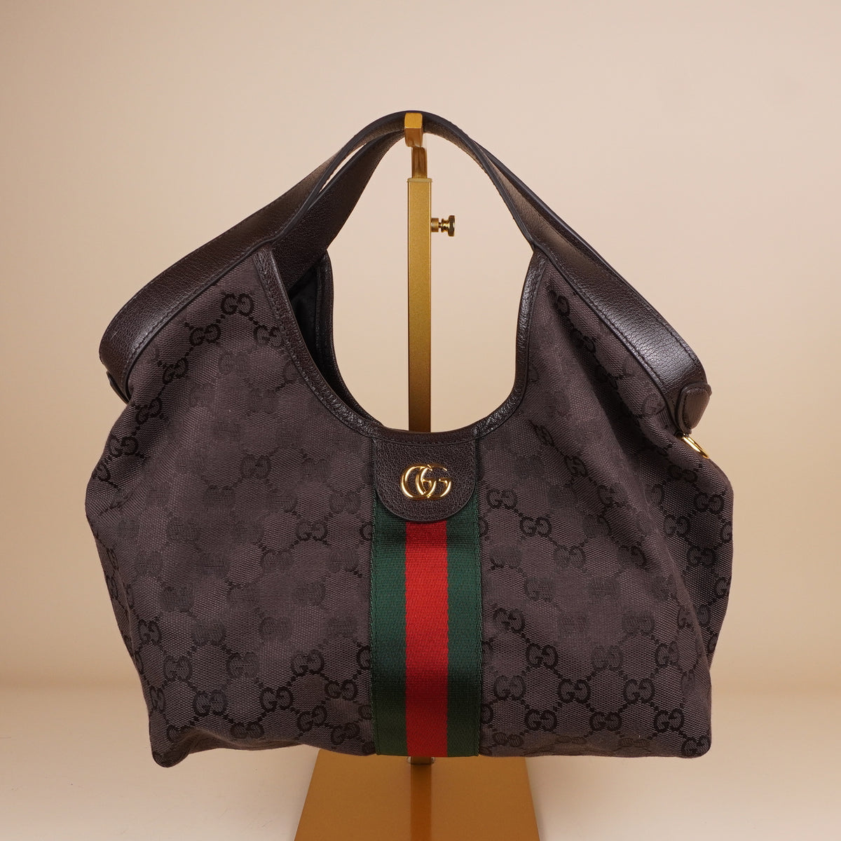 PRE-OWNED GG Brown Giglio Small Canvas Tote Bag