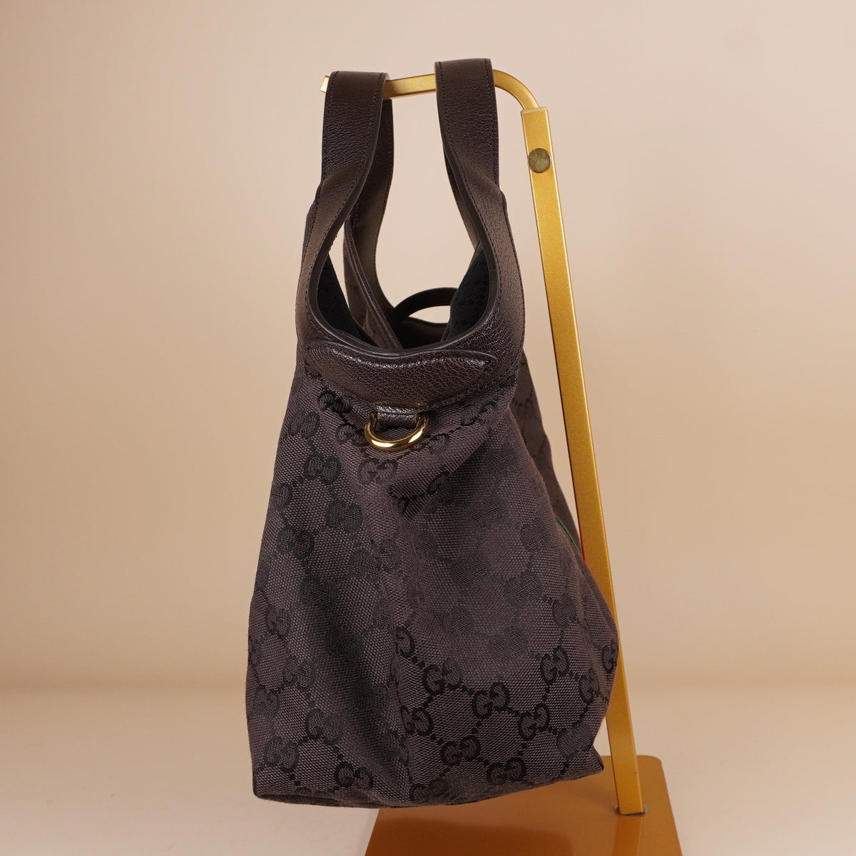 PRE-OWNED GG Brown Giglio Small Canvas Tote Bag
