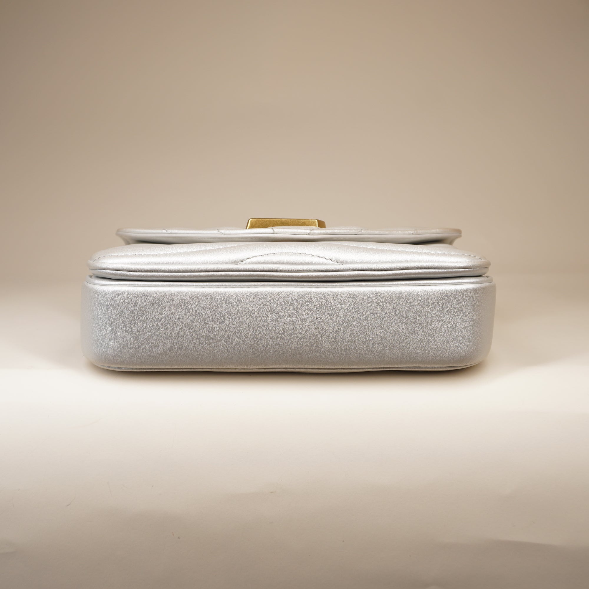 PRE-OWNED  New Wave Chain PM Metallic Calfskin White Shoulder Bag