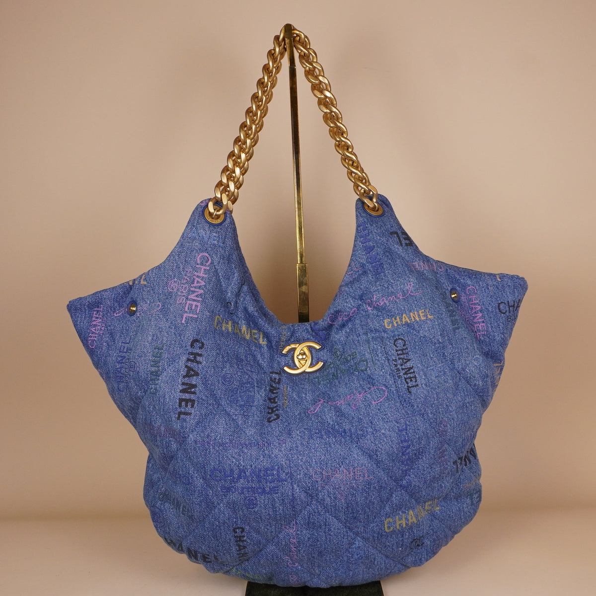 PRE-OWNED CC 2022 Denim Mood Hobo Bag