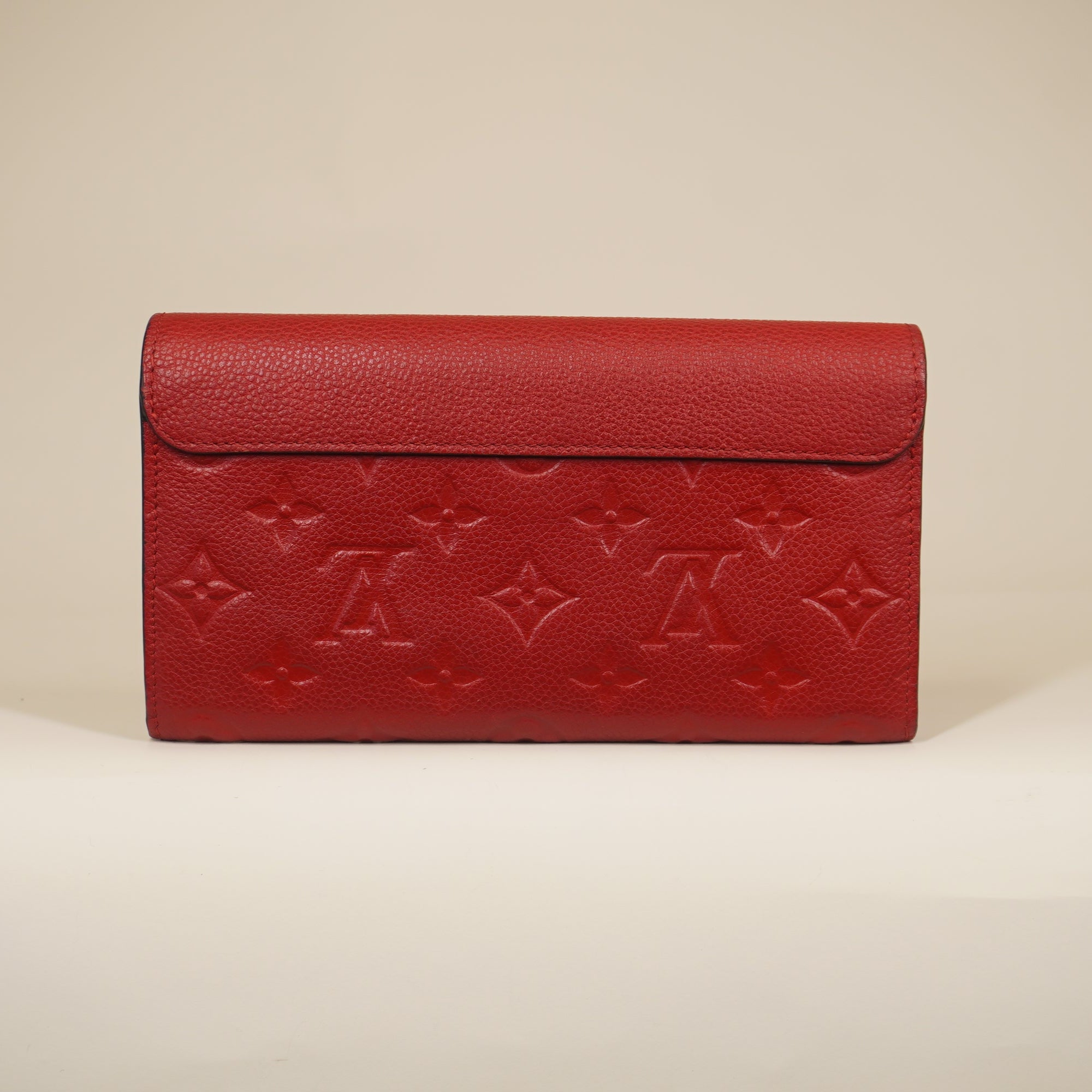 PRE-OWNED LV Pont Neuf Red Calfskin Long Wallet