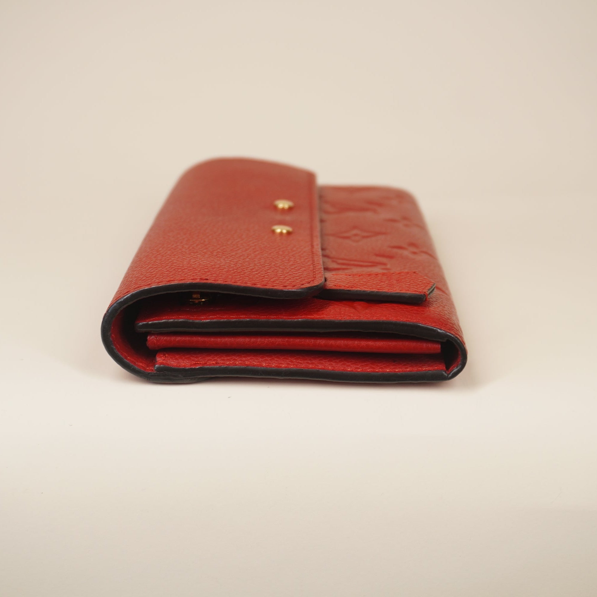 PRE-OWNED LV Pont Neuf Red Calfskin Long Wallet