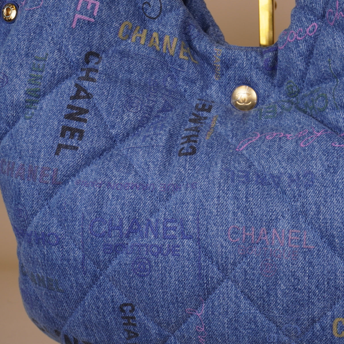 PRE-OWNED CC 2022 Denim Mood Hobo Bag
