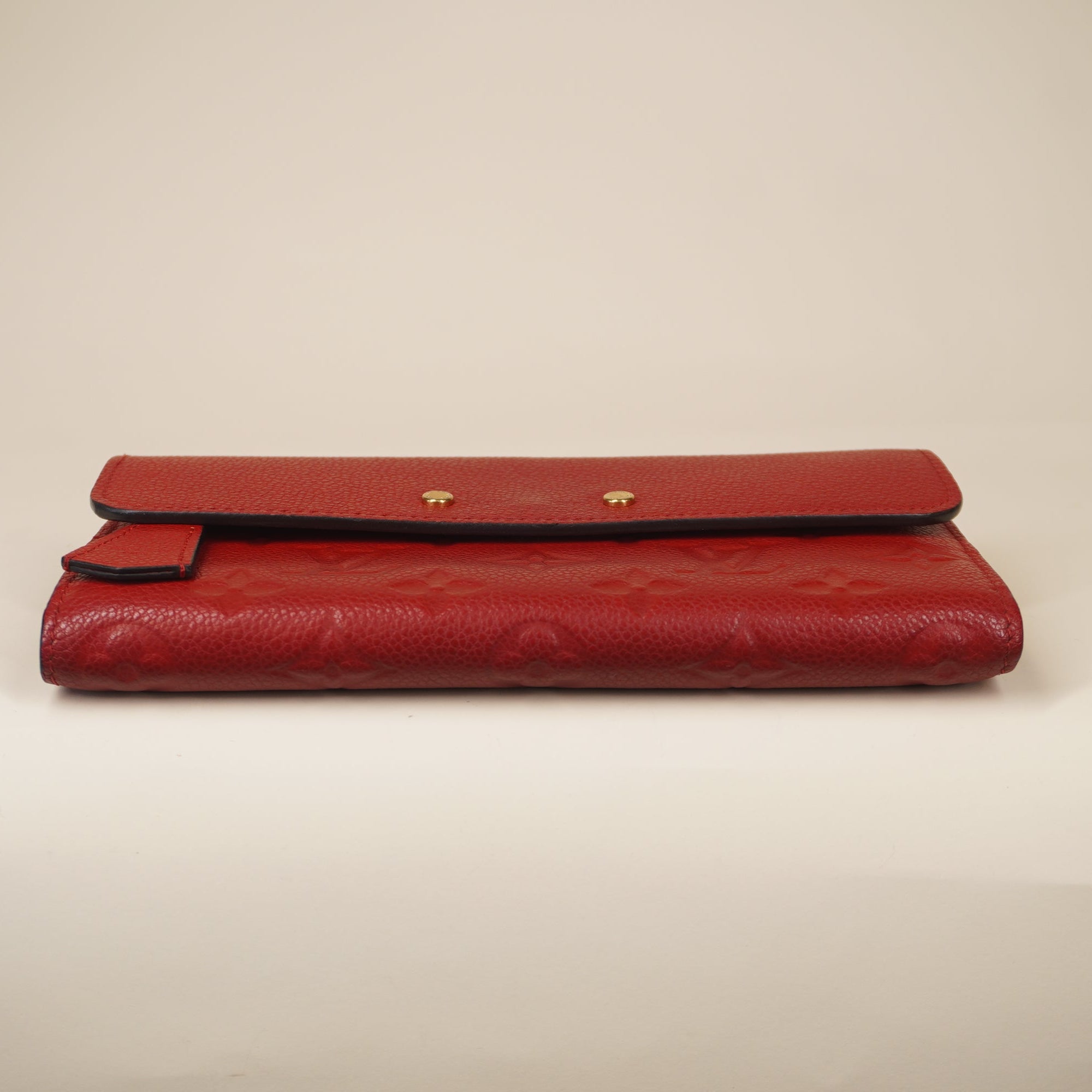 PRE-OWNED LV Pont Neuf Red Calfskin Long Wallet