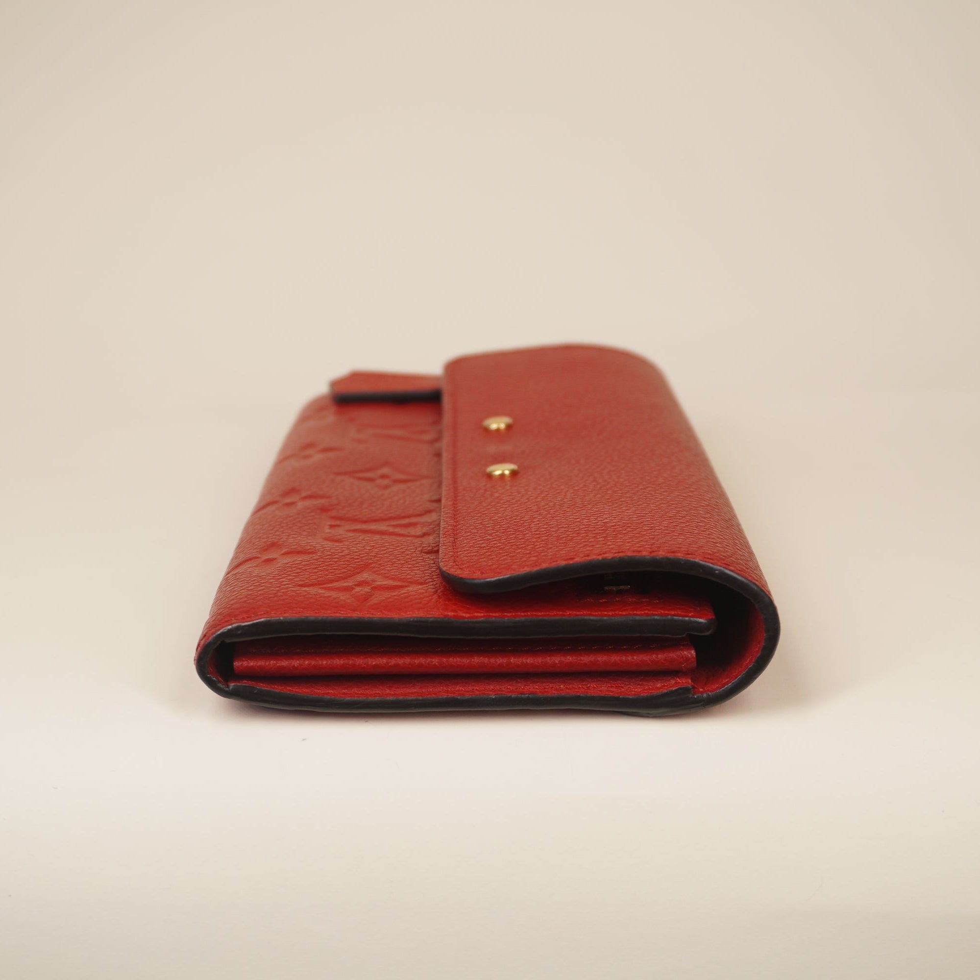 PRE-OWNED LV Pont Neuf Red Calfskin Long Wallet