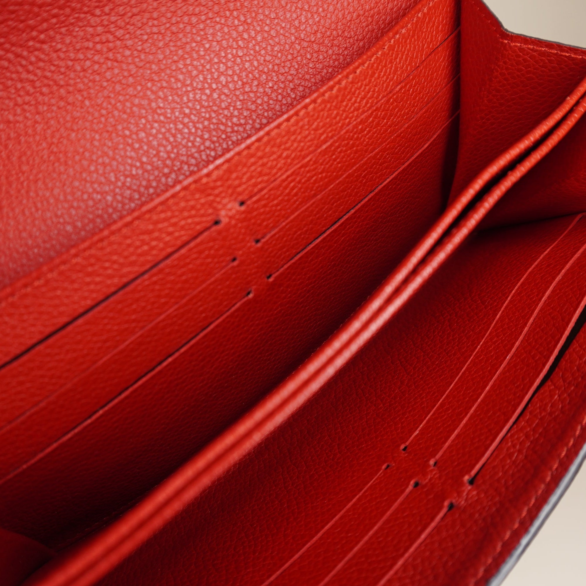 PRE-OWNED LV Pont Neuf Red Calfskin Long Wallet