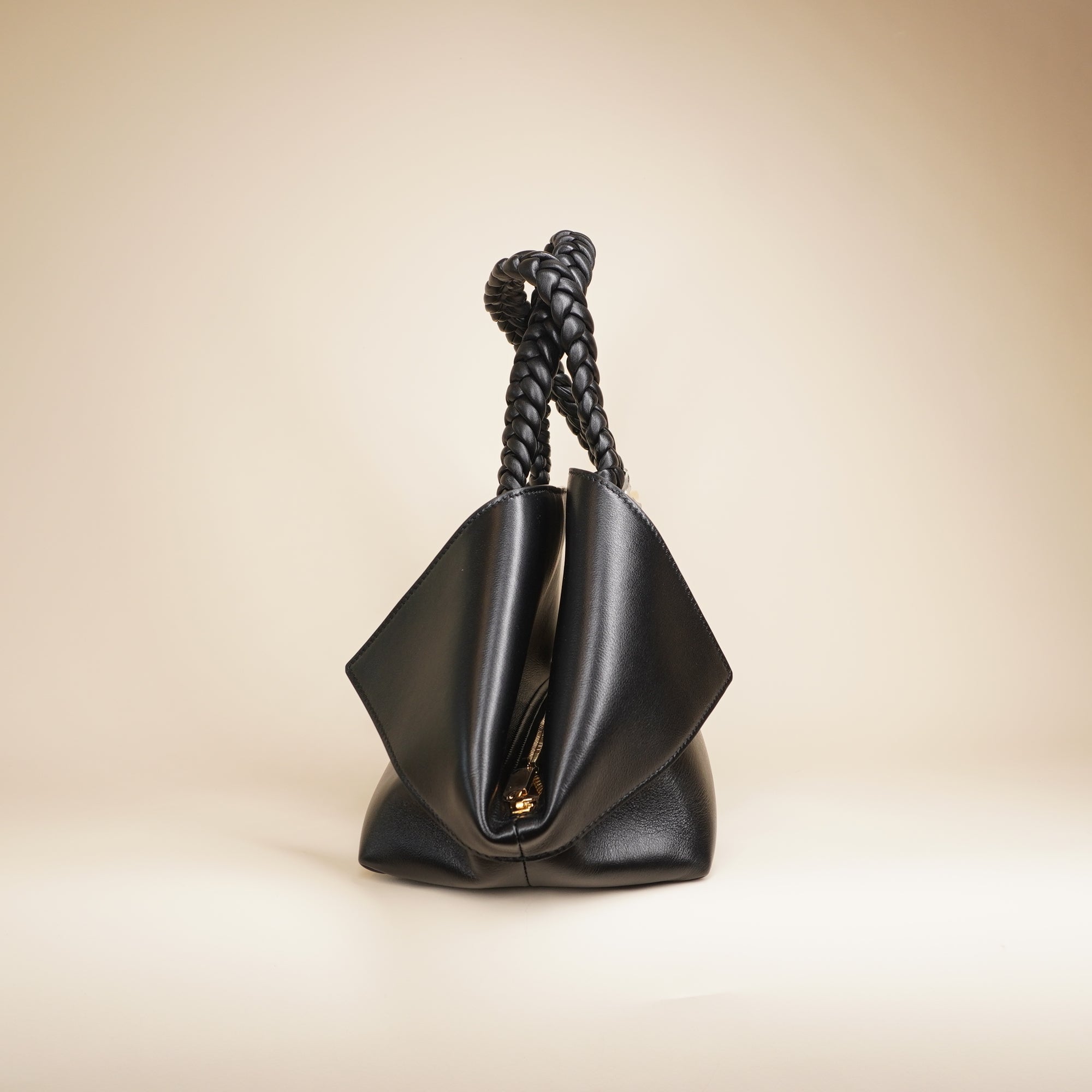 PRE-OWNED Black Leather Blossom Top-Handle and Shoulder Bag