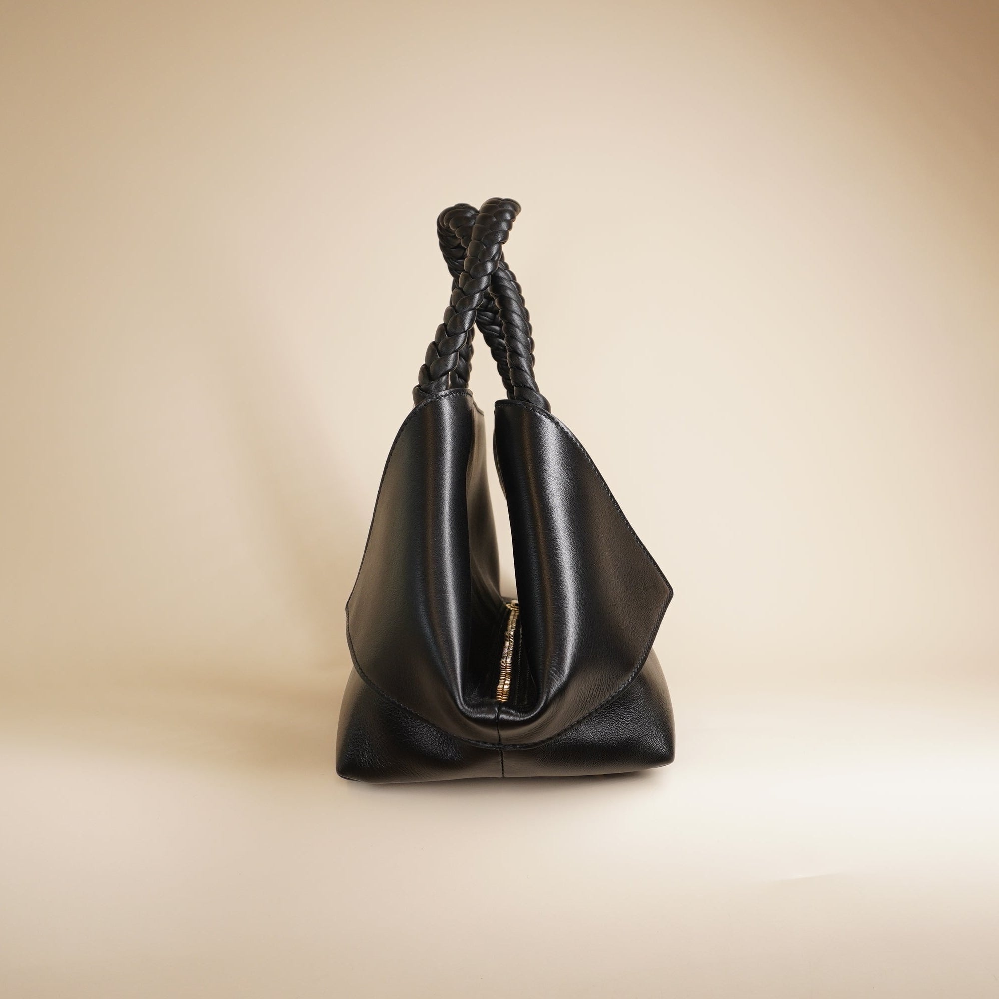 PRE-OWNED Black Leather Blossom Top-Handle and Shoulder Bag