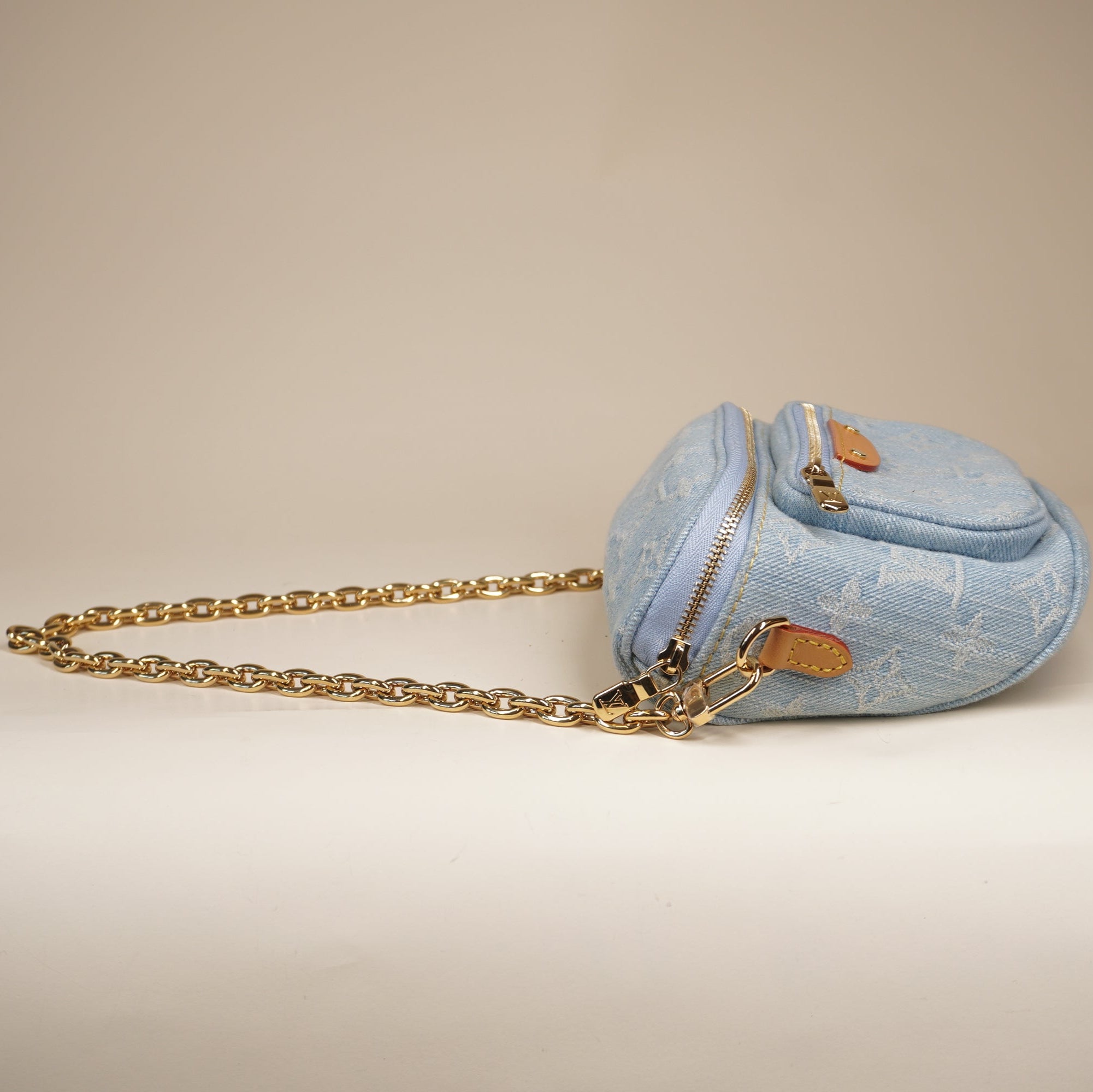 PRE-OWNED LV Monogram Denim Mini Bumbag Shoulder Bag