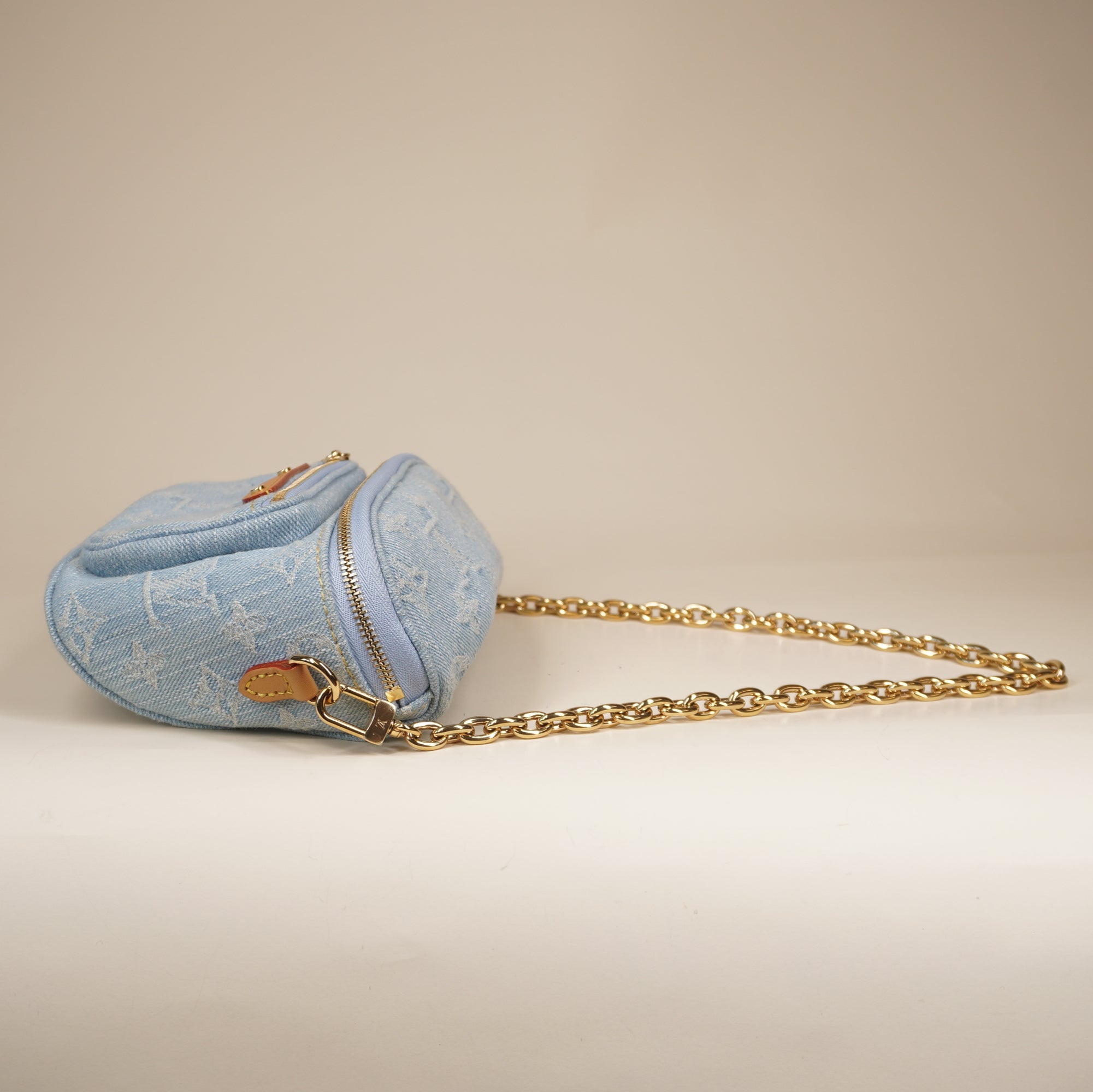 PRE-OWNED LV Monogram Denim Mini Bumbag Shoulder Bag