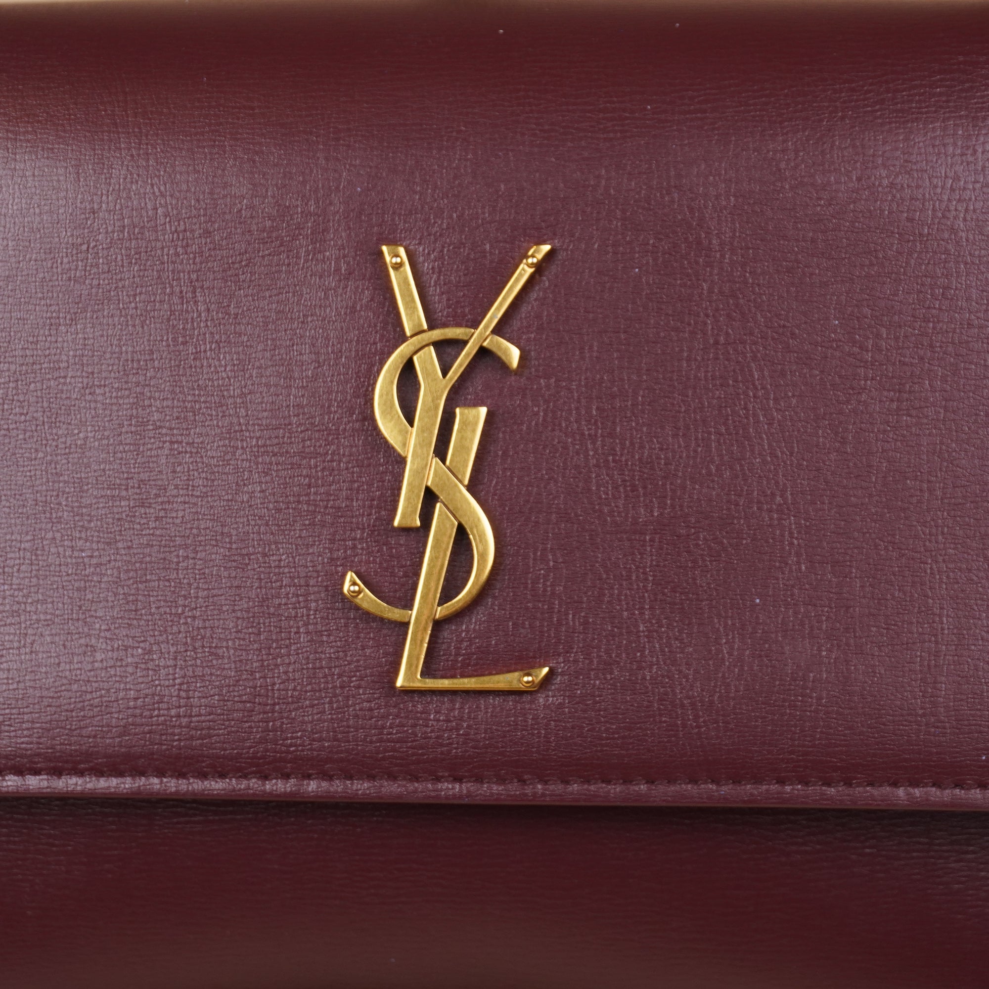 PRE-OWNED Burgundy Calfskin Sunset Medium Shoulder Bag