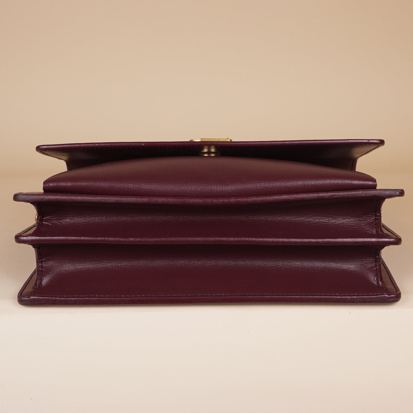 PRE-OWNED Burgundy Calfskin Sunset Medium Shoulder Bag